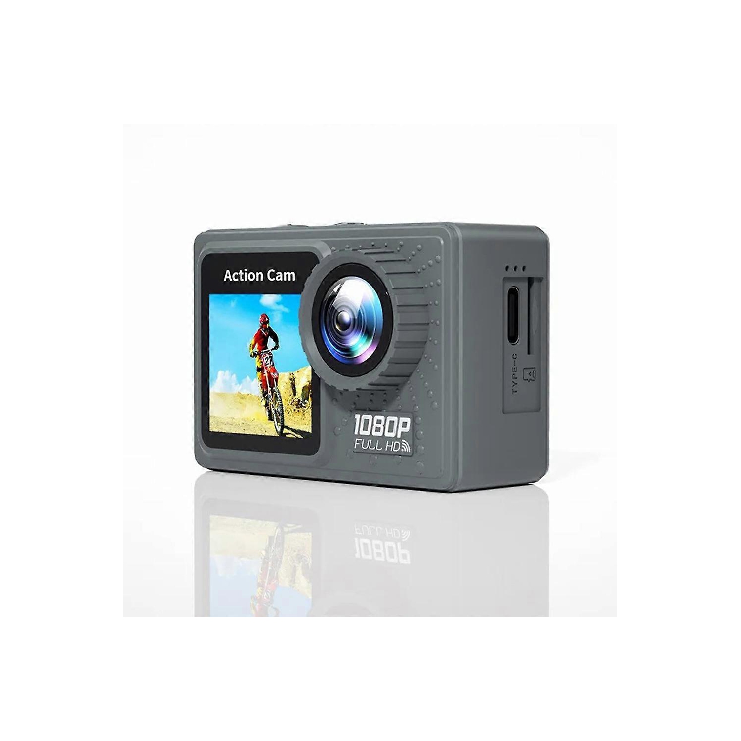 1080P WiFi Action Camera with 30M Waterproof Case - 120° Wide Angle, HD Sports Cam for Cycling/Diving