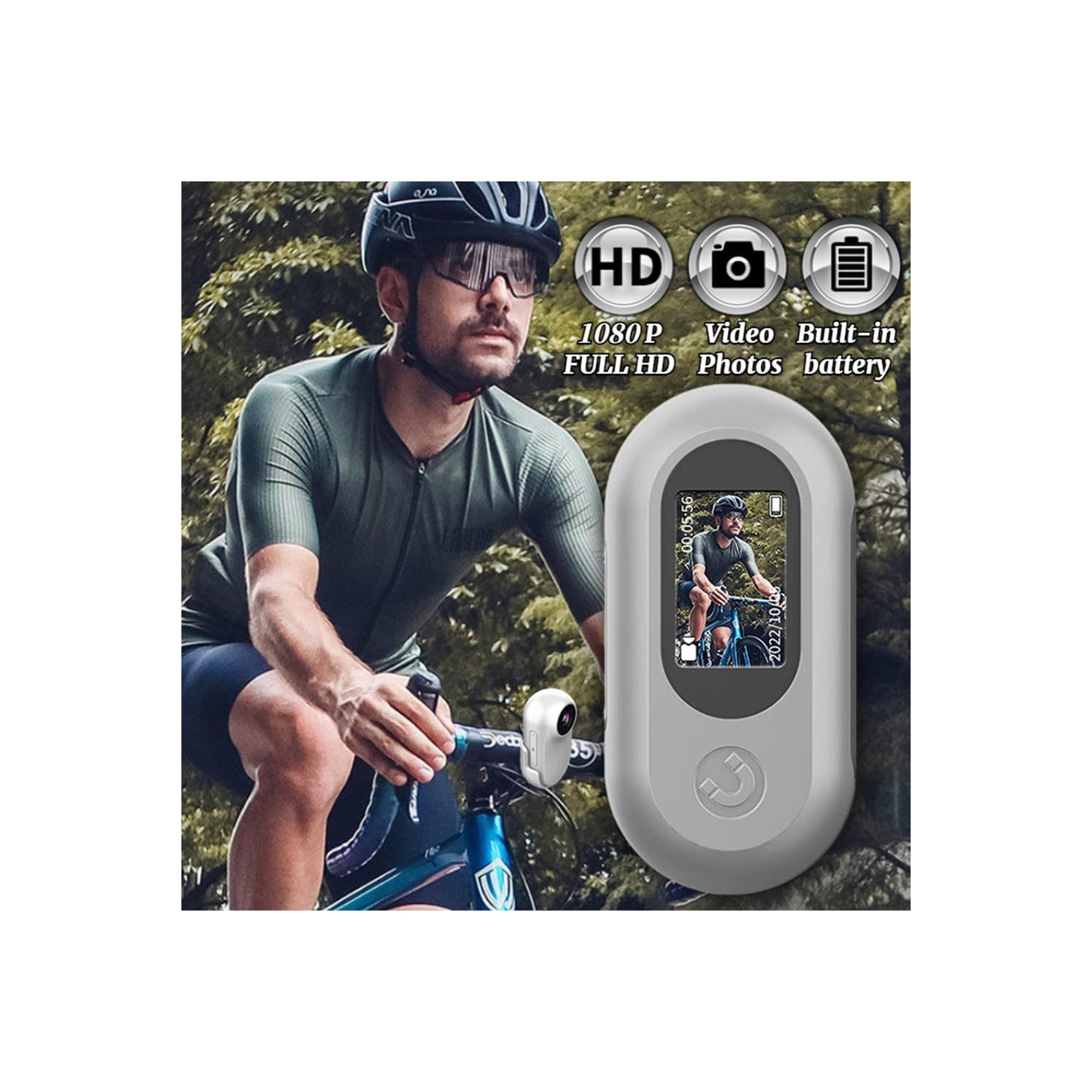 Mini caméra d'action blanche - Enregistreur vidéo HD 1080p, grand-angle 150°, écran LCD 0,96&nbsp;po, caméra d'action Cover Thumb