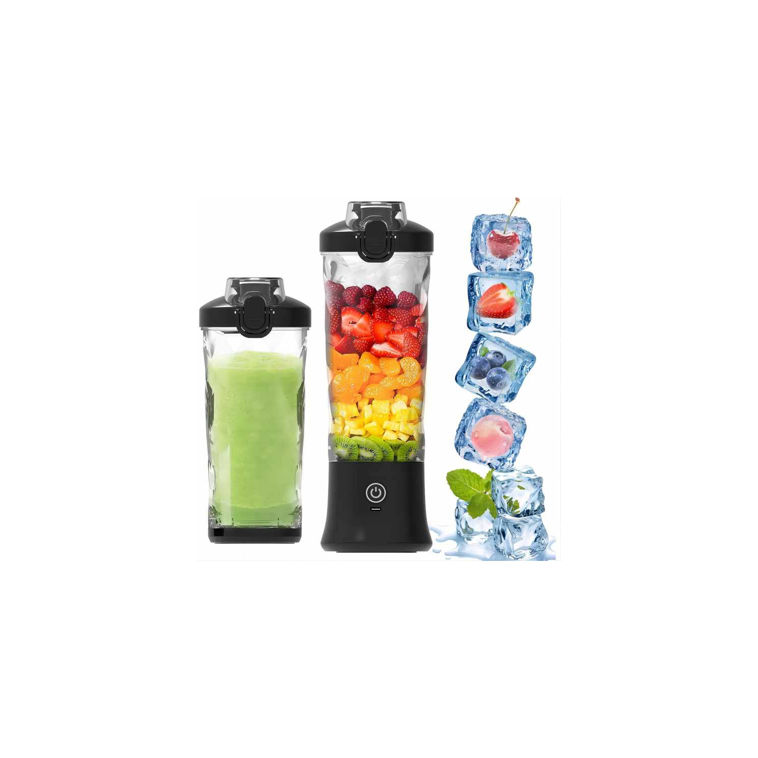 Mélangeur portatif 600&nbsp;ml/20&nbsp;oz, mini mélangeur rechargeable par USB - Noir