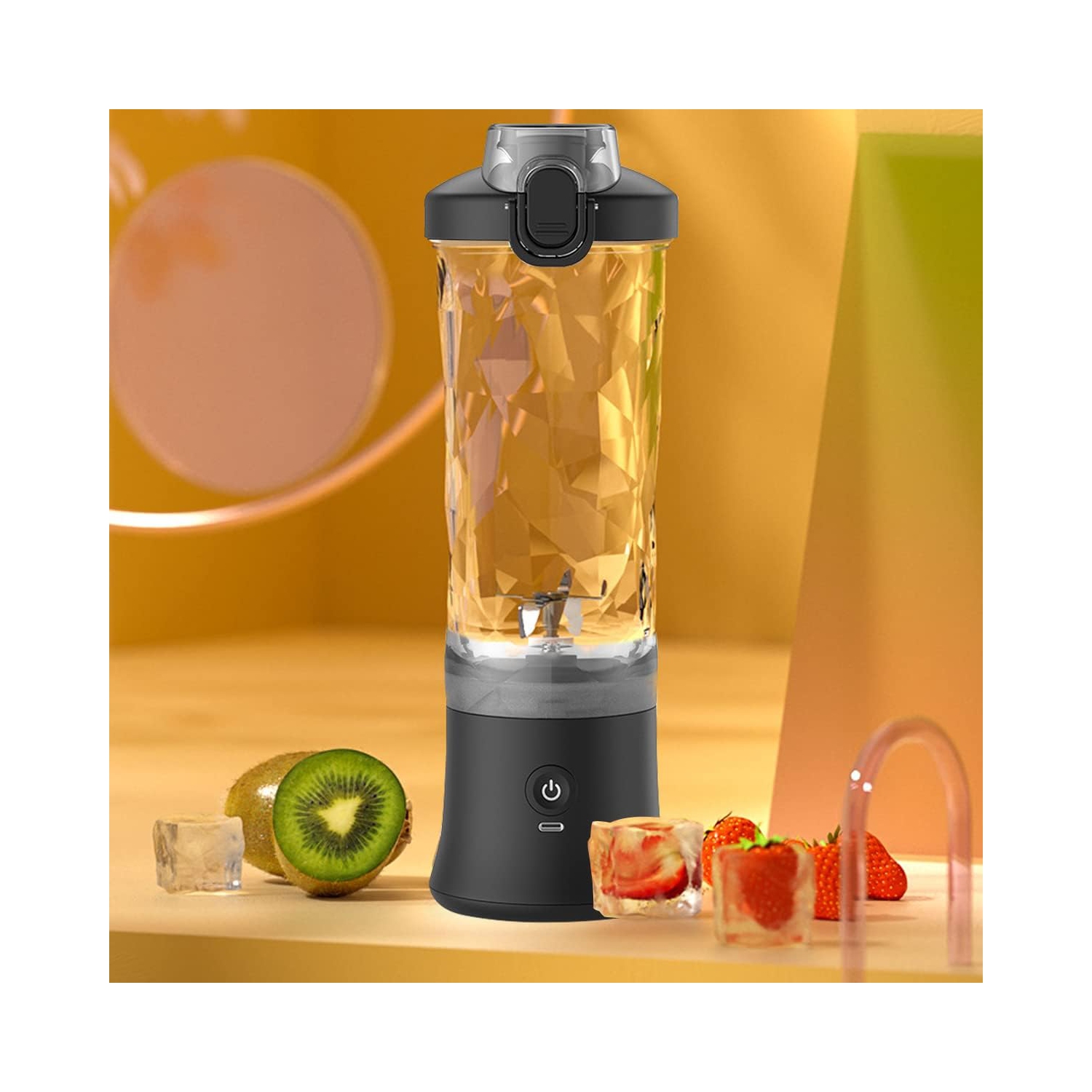 Mélangeur portatif 600&nbsp;ml/20&nbsp;oz, mini mélangeur rechargeable par USB - Noir