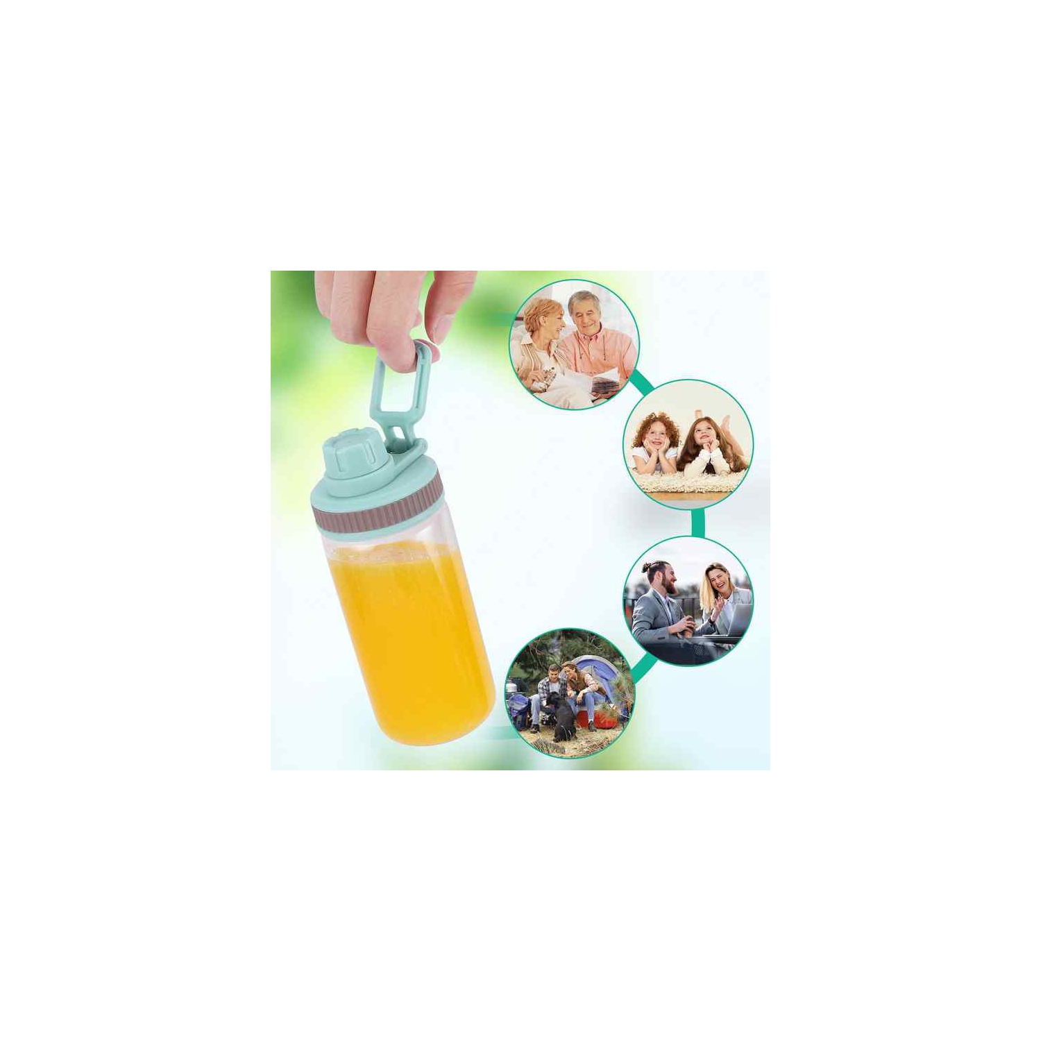 Electric Mini Rechargeable Juicer Rechargeable Portable Handheld - Blue Double Cup