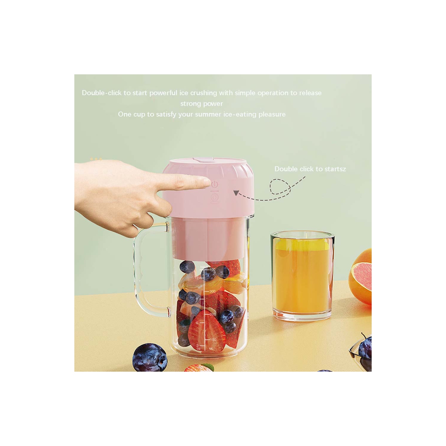 Mini extracteur à jus rechargeable USB portatif, mini extracteur à jus électrique personnel - Rose