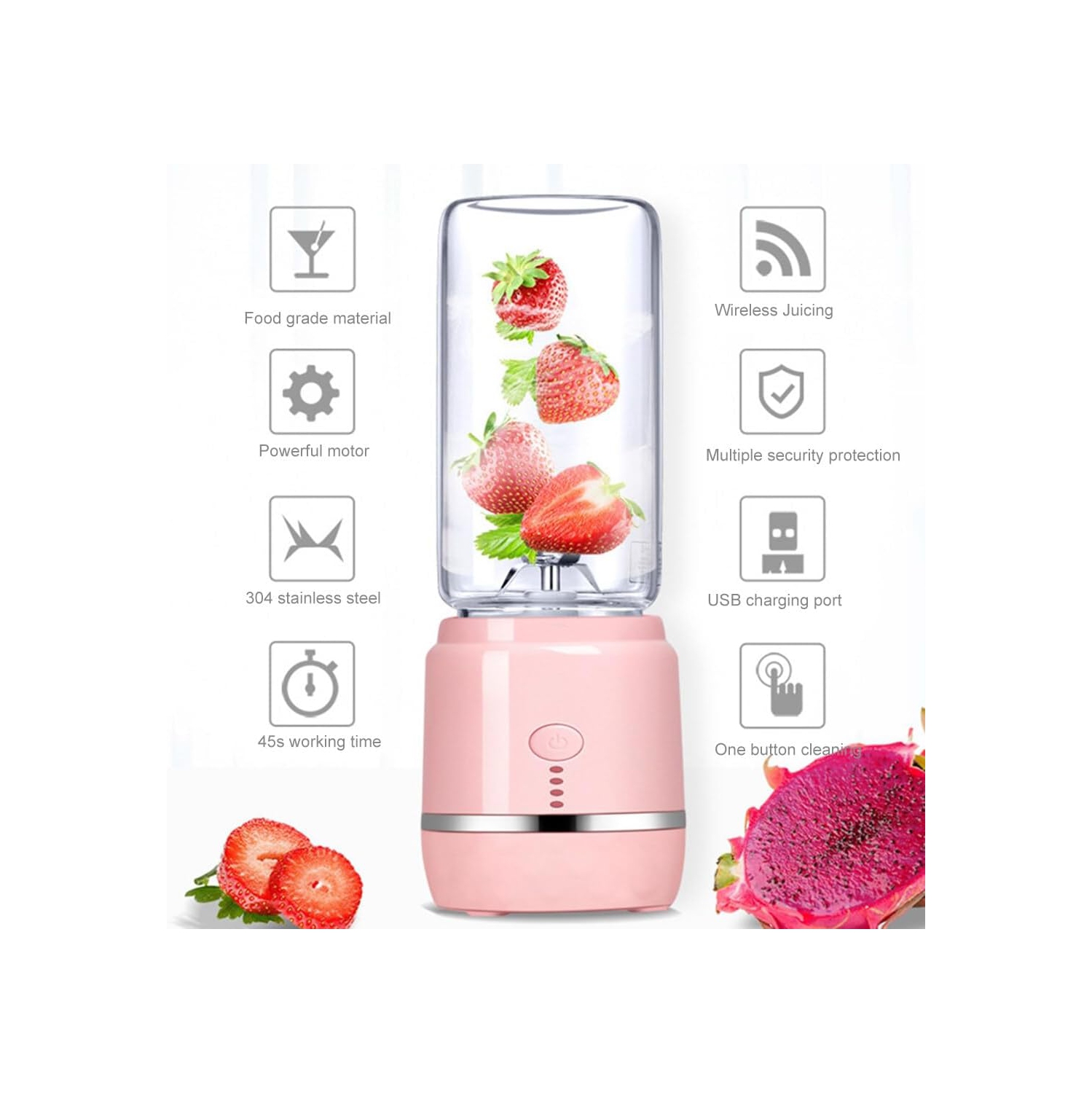 Electric Mini Rechargeable Juicer Rechargeable Portable Handheld - black