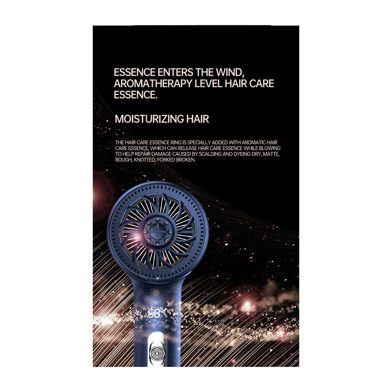 Smart hair dryer with digital display: High-speed hair dryer high-power hair dryer