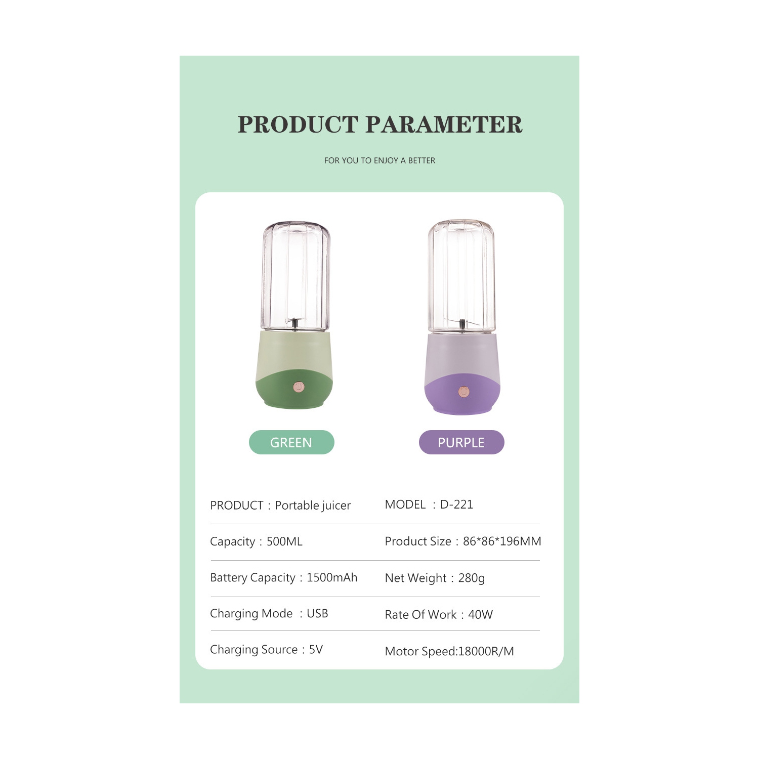 Juicer portable juicer electric small juicer portable multi-functional fruit ice crusher-Purple