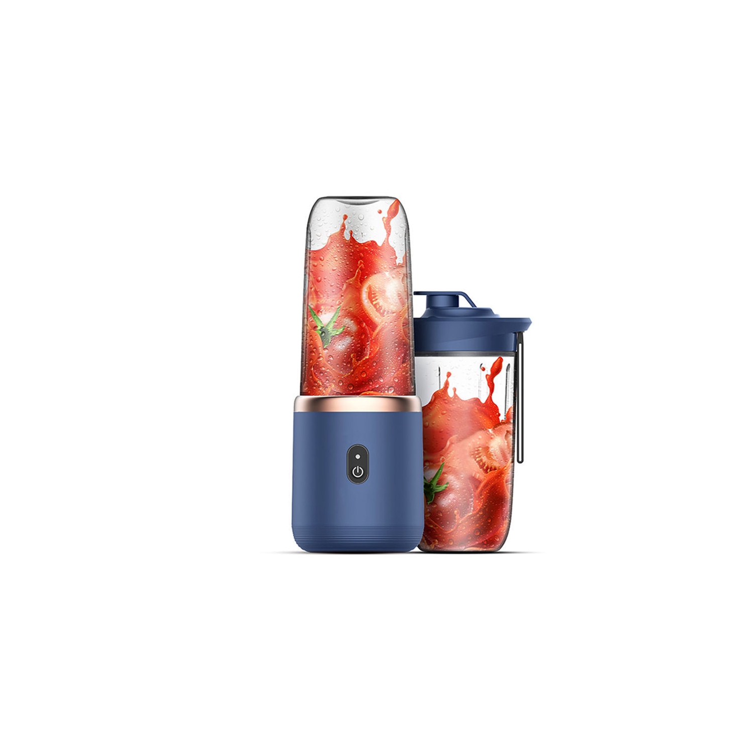 Small personal blender for shakes, smoothies, food prep and frozen blending(blue double cup)