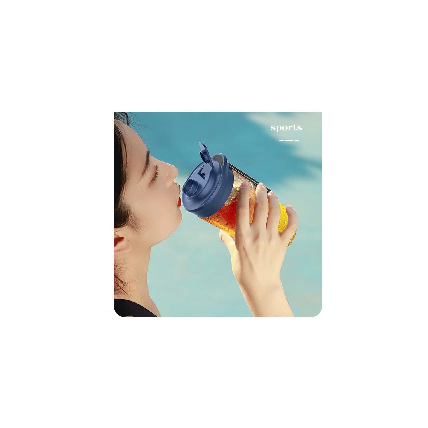 Small personal blender for shakes, smoothies, food prep and frozen blending(blue double cup)