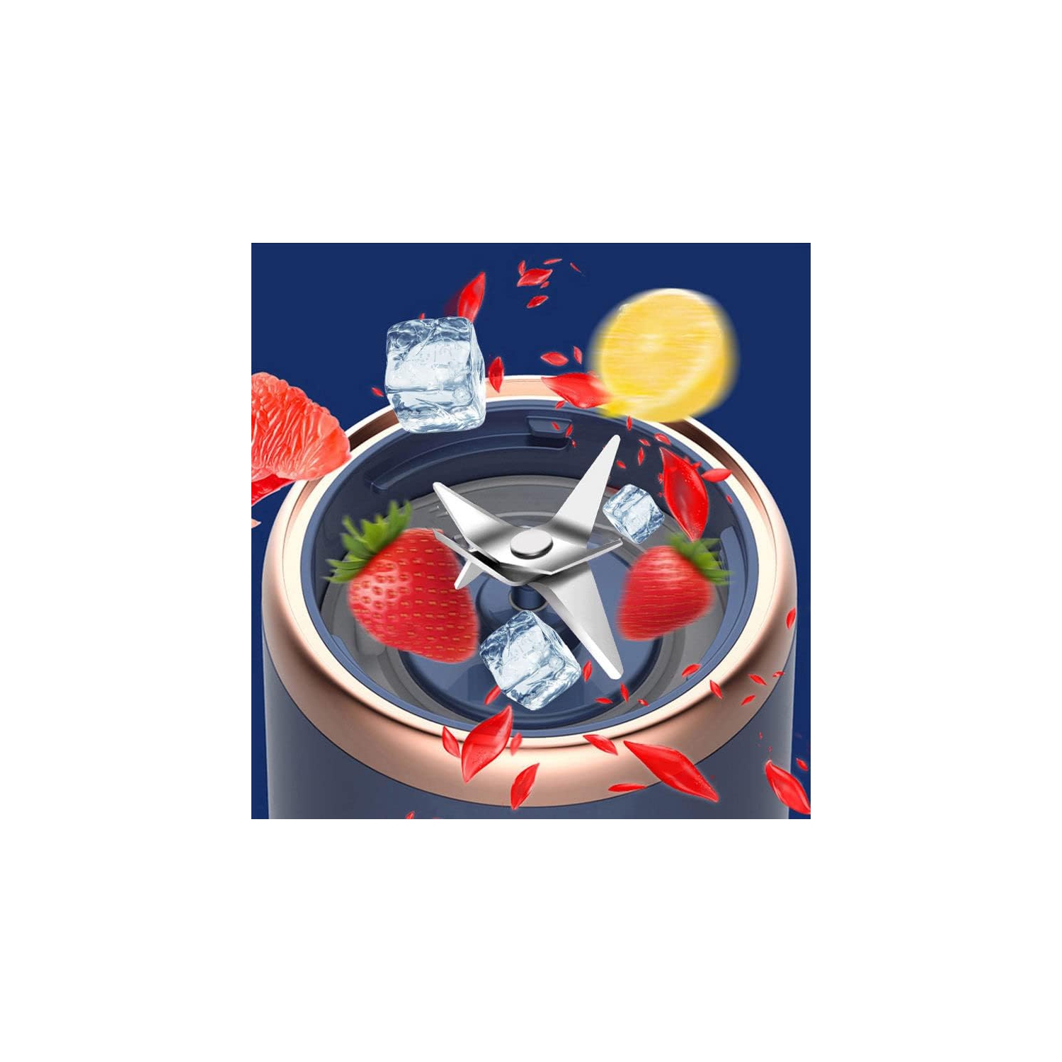 Small personal blender for shakes, smoothies, food prep and frozen blending(blue double cup)