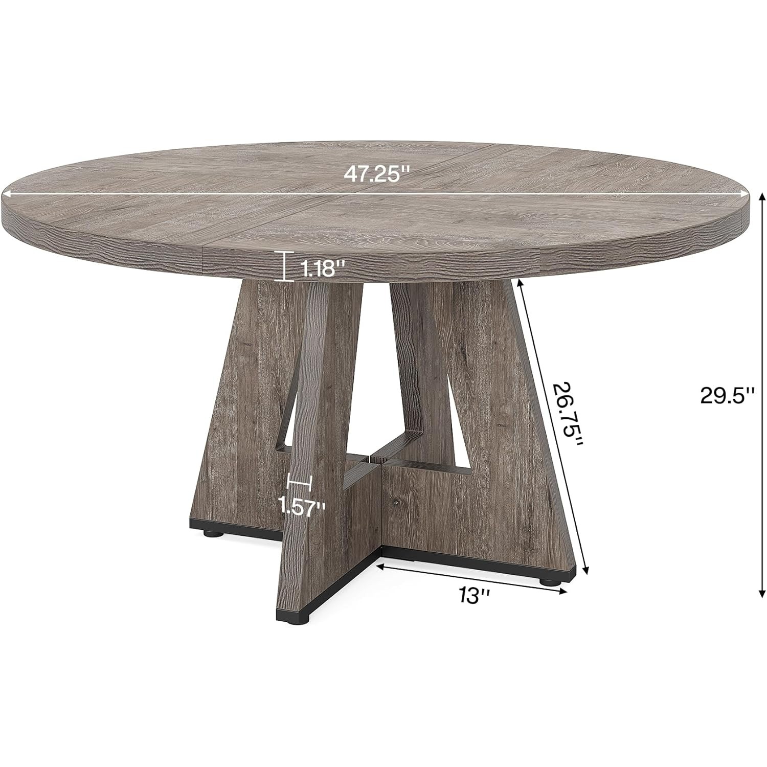 Lantine 47-Inch Round Conference Table For 4-6 People, Wooden Meeting Room Table With Thicken Tabletop And Wood Base