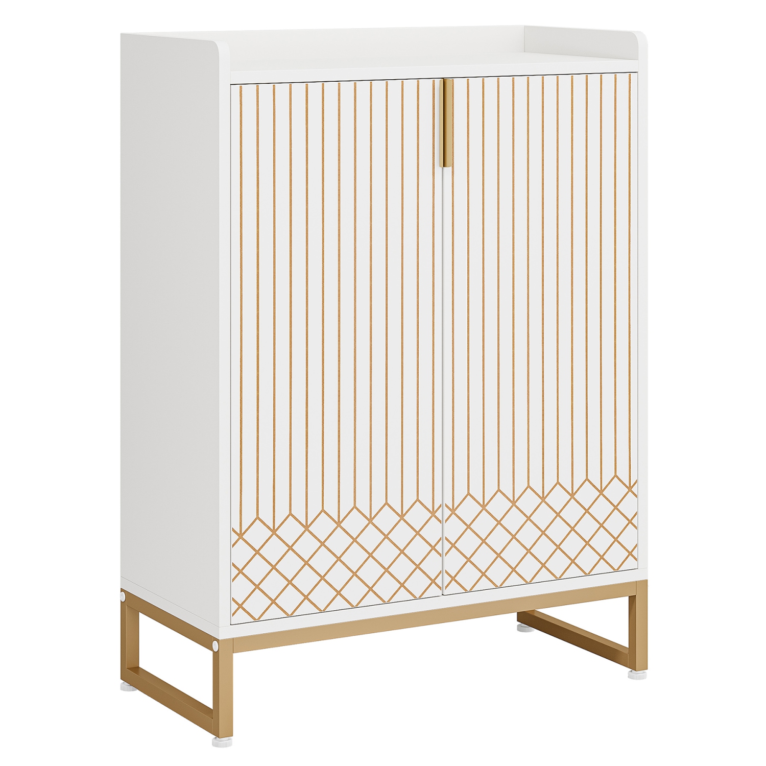 Lantine – Armoire à chaussures en bois blanc à 5 niveaux avec portes, rangement pour 25 paires, rangement moderne