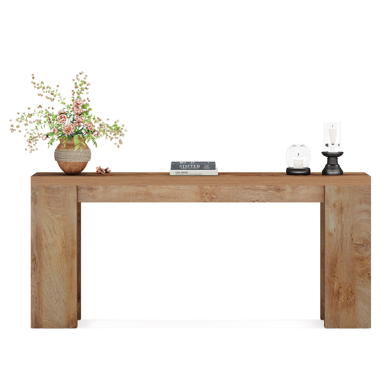 Lantine – Table console en chêne clair, longue table d'entrée en bois de 70,9&nbsp;po pour salon, corridor, entrée