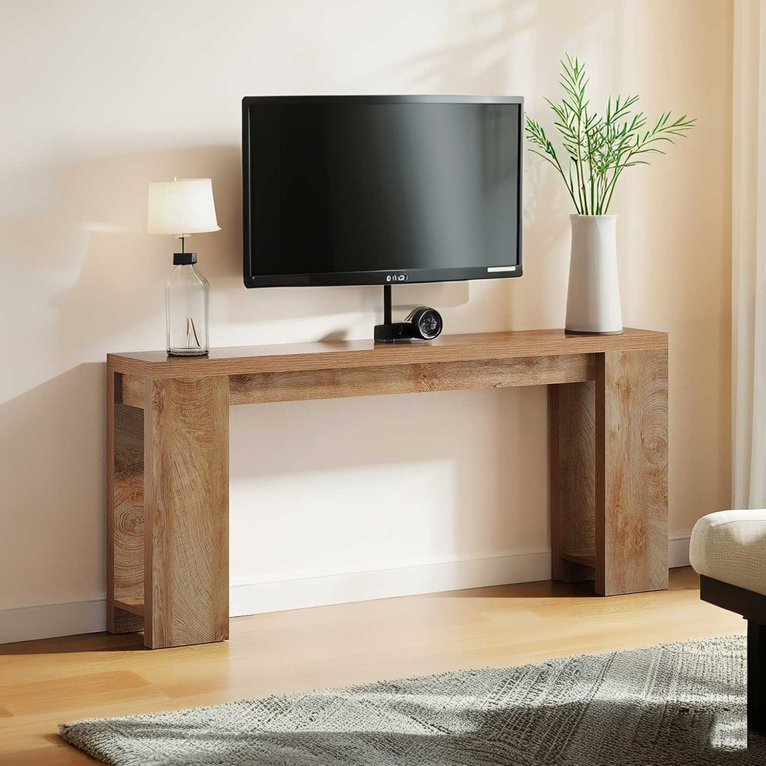 Lantine – Table console en chêne clair, longue table d'entrée en bois de 70,9&nbsp;po pour salon, corridor, entrée