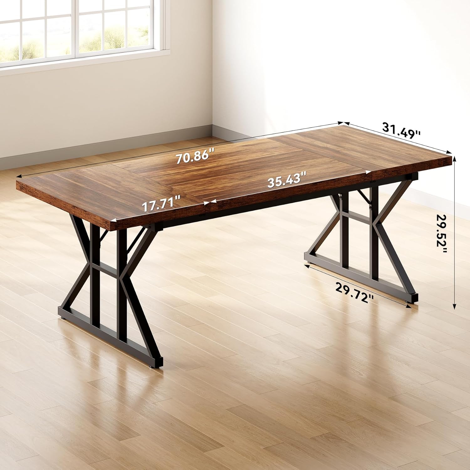Lantine – Table de conférence de 6 pi, table de réunion rectangulaire 70,86&nbsp;L x 31,49&nbsp;W x 29,52&nbsp;po haut, table de conférence en bois