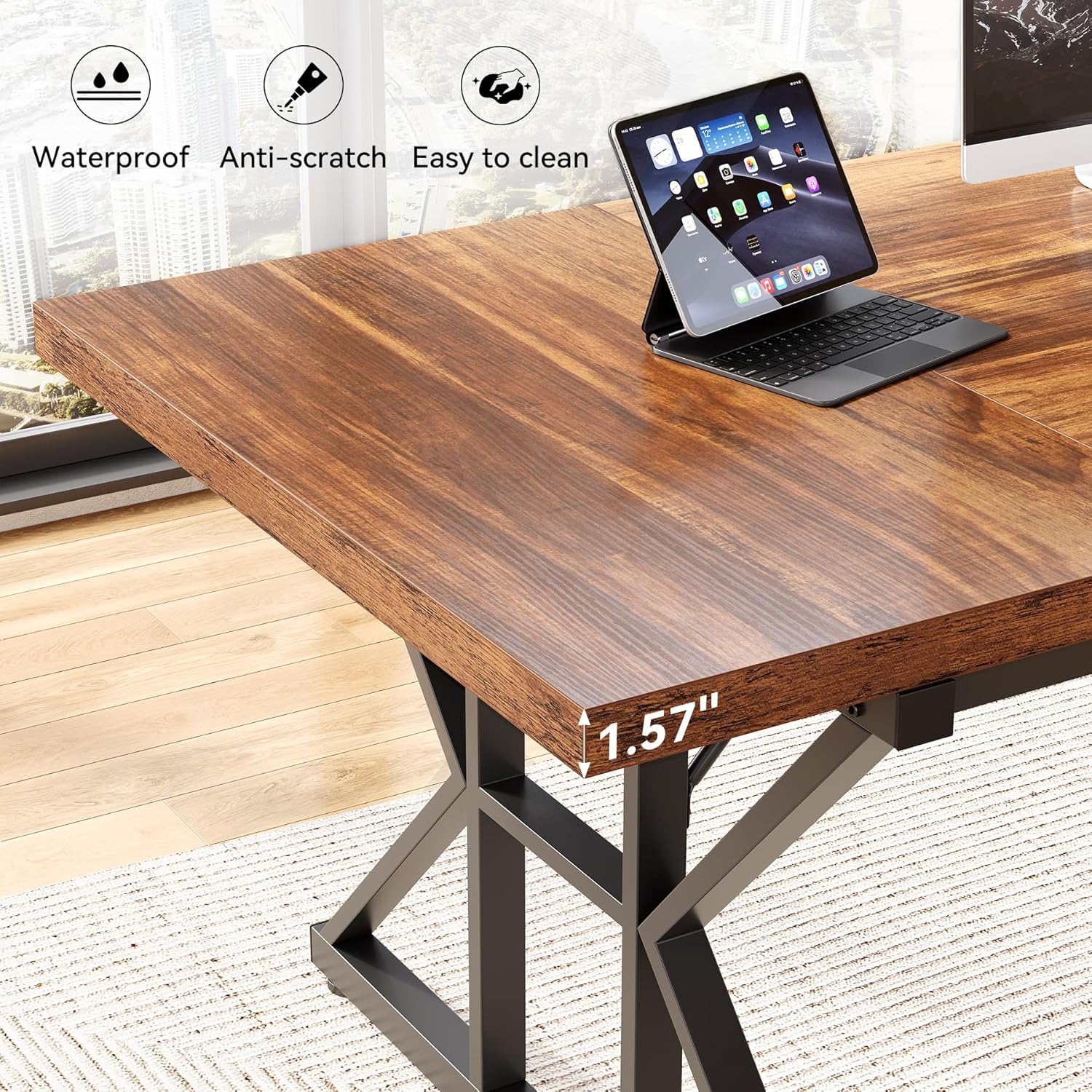 Lantine – Table de conférence de 6 pi, table de réunion rectangulaire 70,86&nbsp;L x 31,49&nbsp;W x 29,52&nbsp;po haut, table de conférence en bois