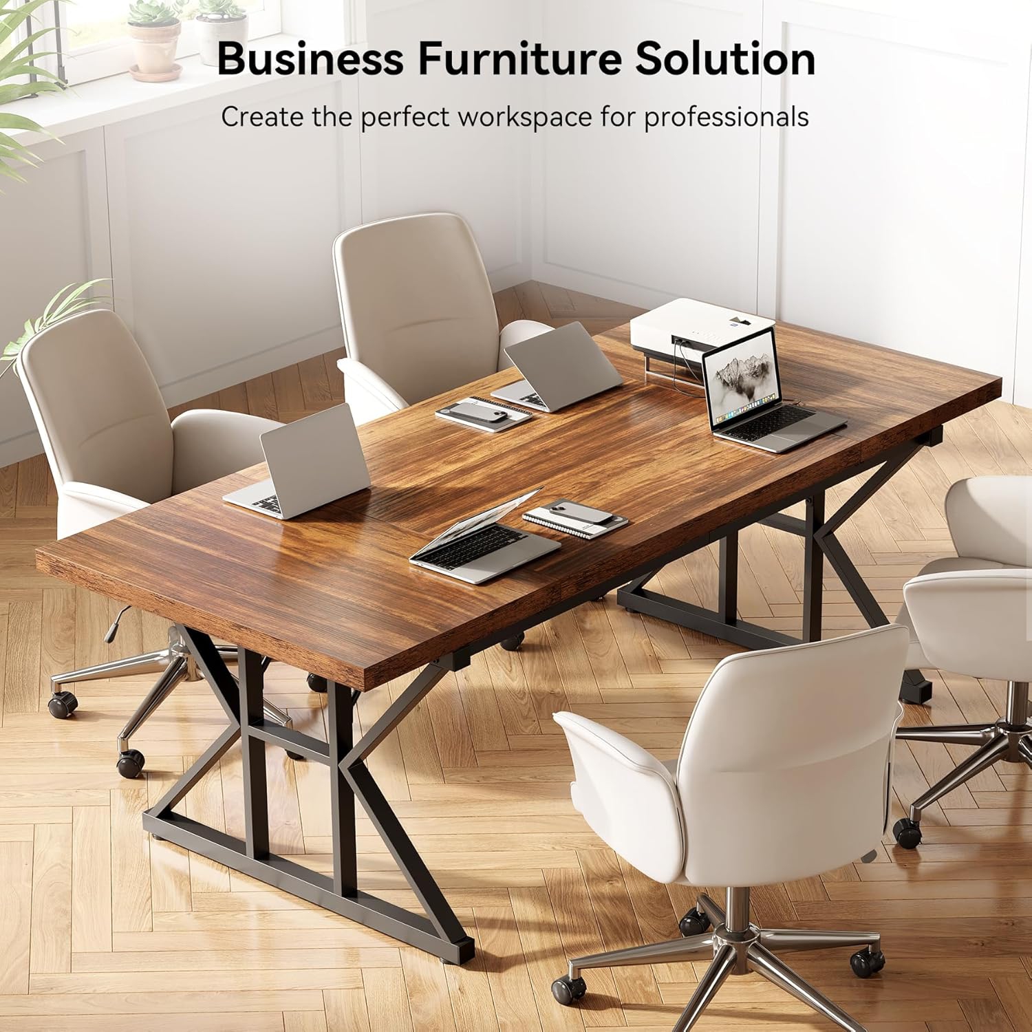 Lantine – Table de conférence de 6 pi, table de réunion rectangulaire 70,86&nbsp;L x 31,49&nbsp;W x 29,52&nbsp;po haut, table de conférence en bois