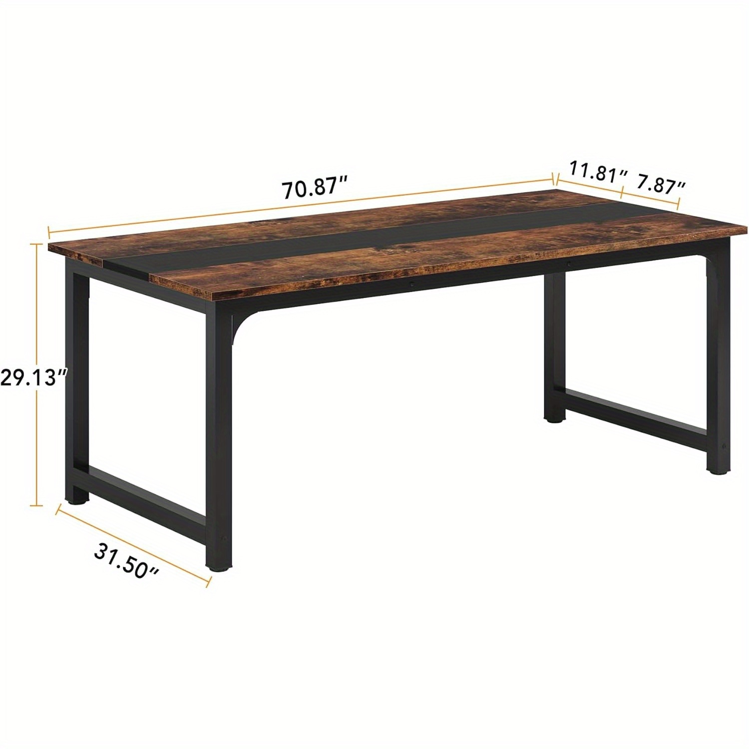 Lantine 71"x31.5" Dining Table, Industrial Kitchen Table For 6-8 Person, Rectangular Dinner Table For Dining Room Kitchen Living Room, With Heavy