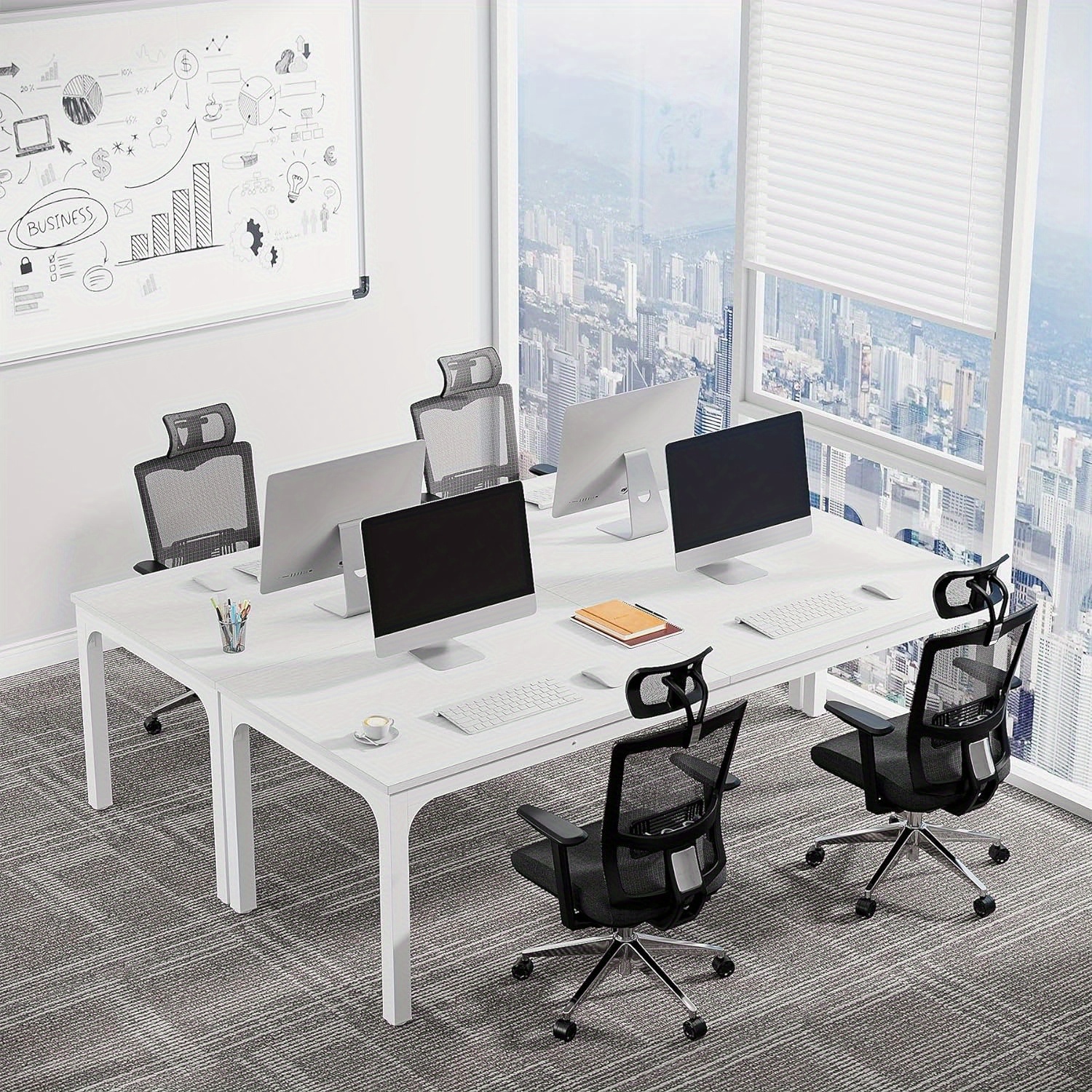 Lantine 6.5 FT Large Modern Seminar Meeting Table, Ideal for Office and Boardroom, Modern Seminar Meeting Table Desk for Boardroom, Meeting Room