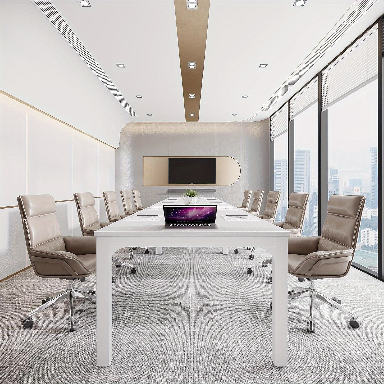 Lantine 6.5 FT Large Modern Seminar Meeting Table, Ideal for Office and Boardroom, Modern Seminar Meeting Table Desk for Boardroom, Meeting Room