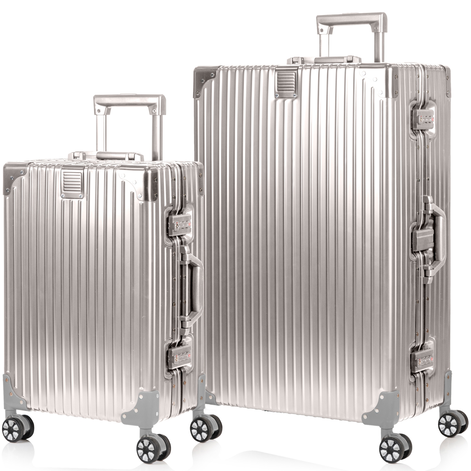 Ensemble de 2 valises en aluminium Elite de CHAMPS - Argenté