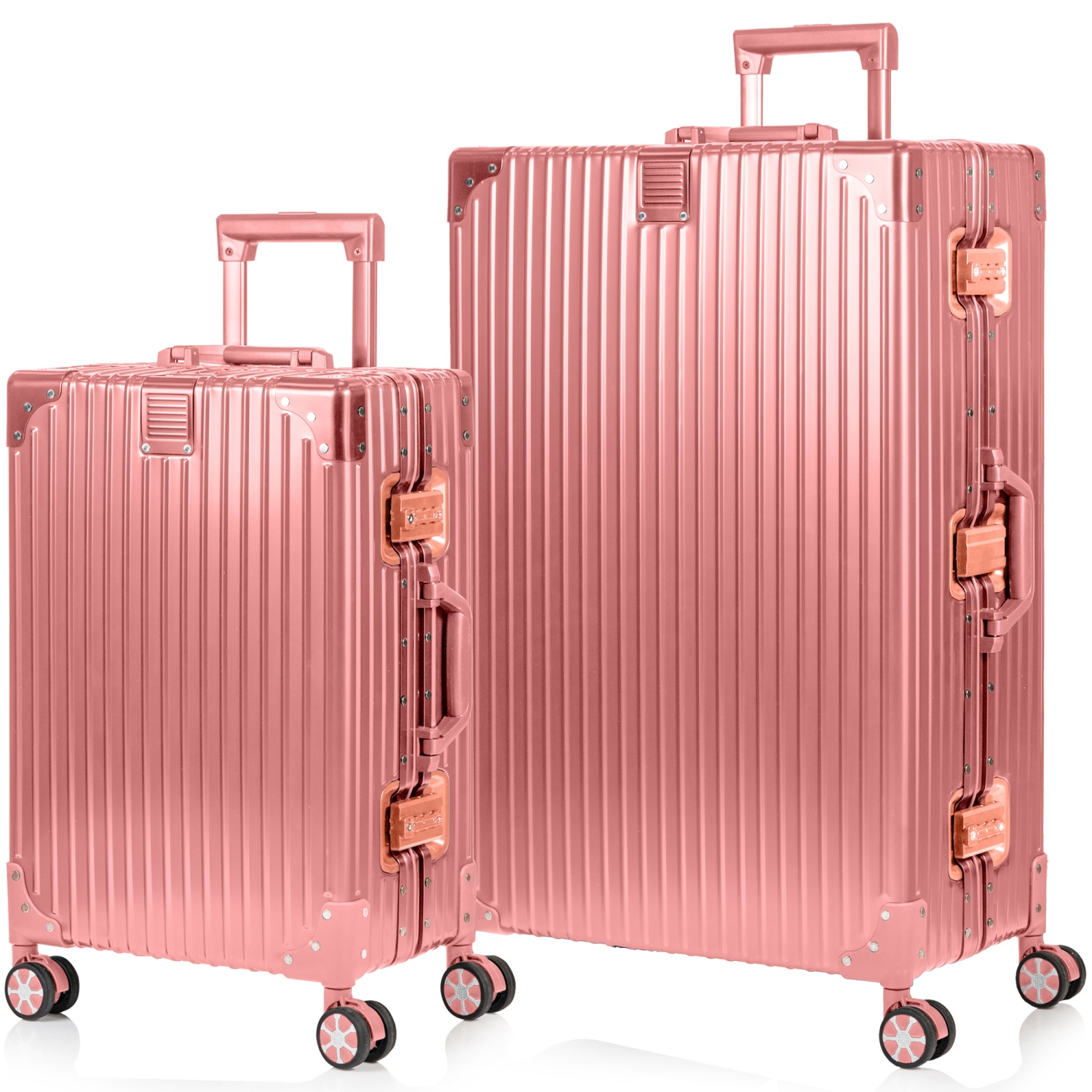 Ensemble de 2 valises en aluminium Elite de CHAMPS - Rose doré