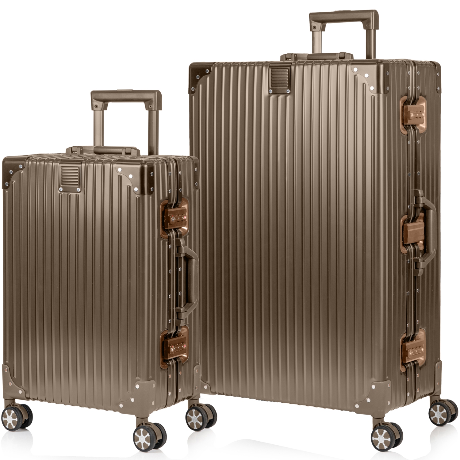 Ensemble de 2 valises en aluminium Elite de CHAMPS - Titane doré