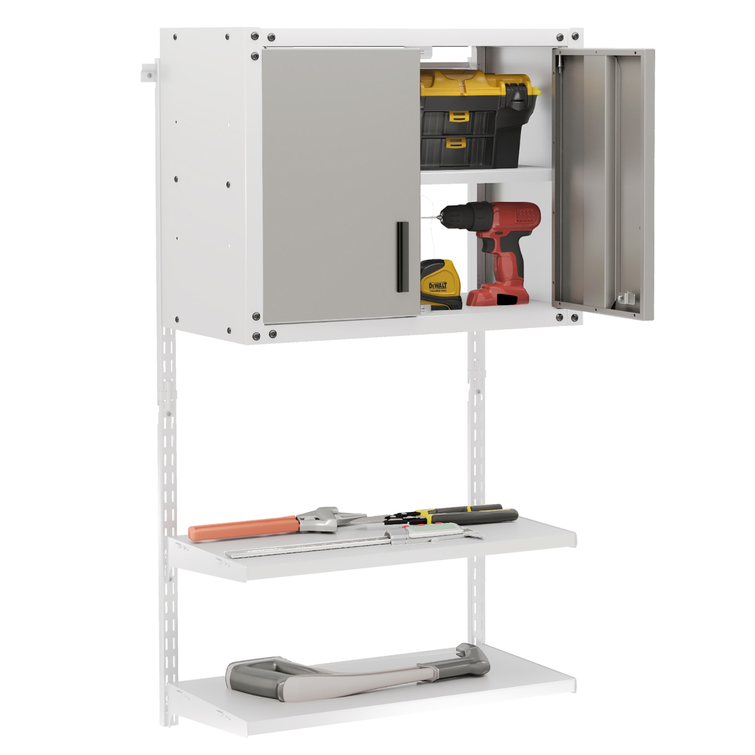 Gymax Metal Wall Cabinet w/ Locking Doors & 3 Adjustable Shelves for Warehouse