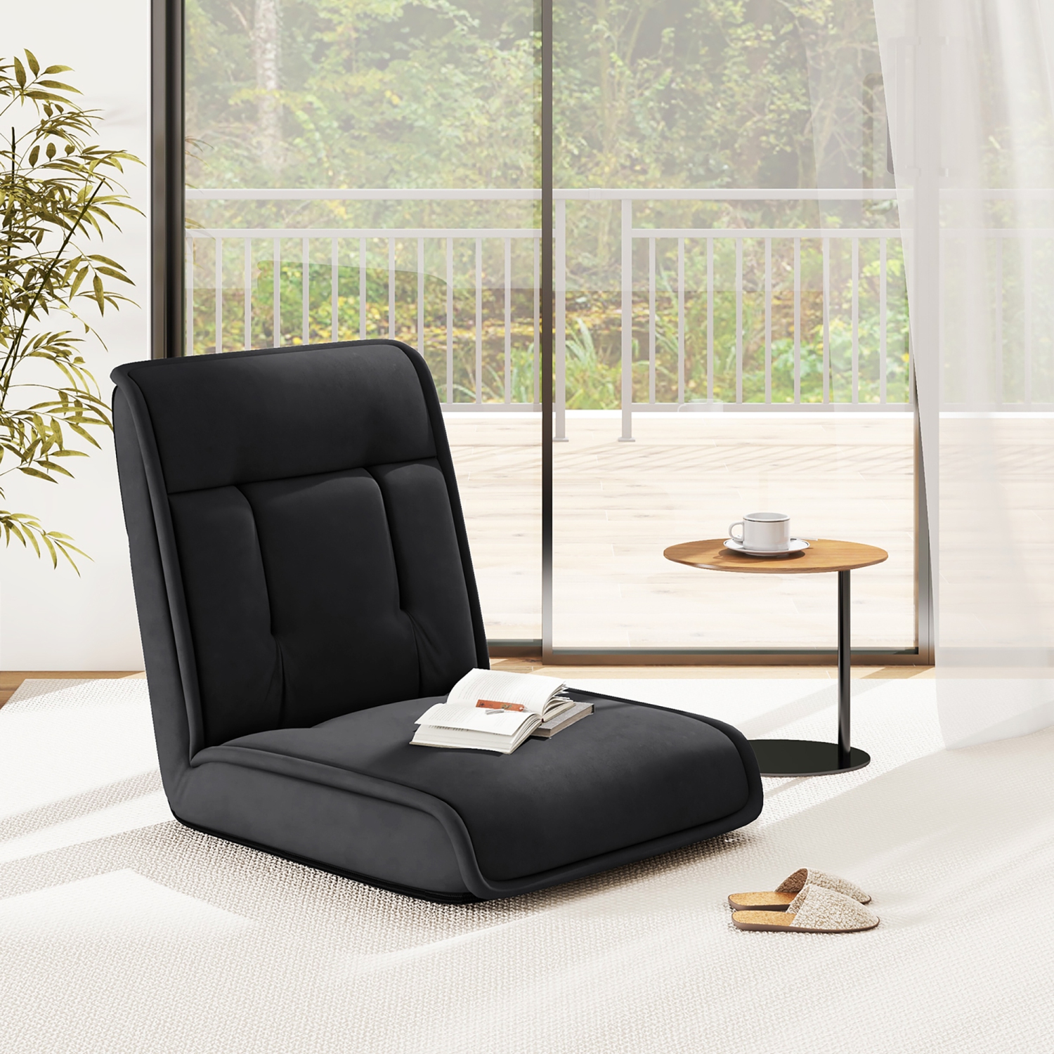 Gymax Folding Floor Chair Convertible Lazy Sofa Chair w/ Adjustable Backrest