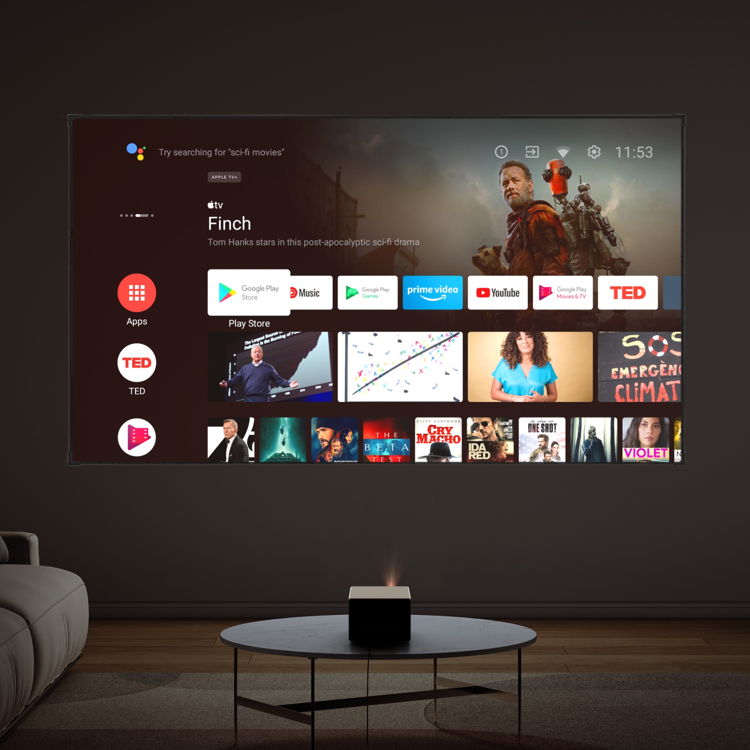 L'écran de projection à cadre fixe de 100&nbsp;po Everglow de MUBU – Prêt pour la 4K, contraste élevé, cadre mince