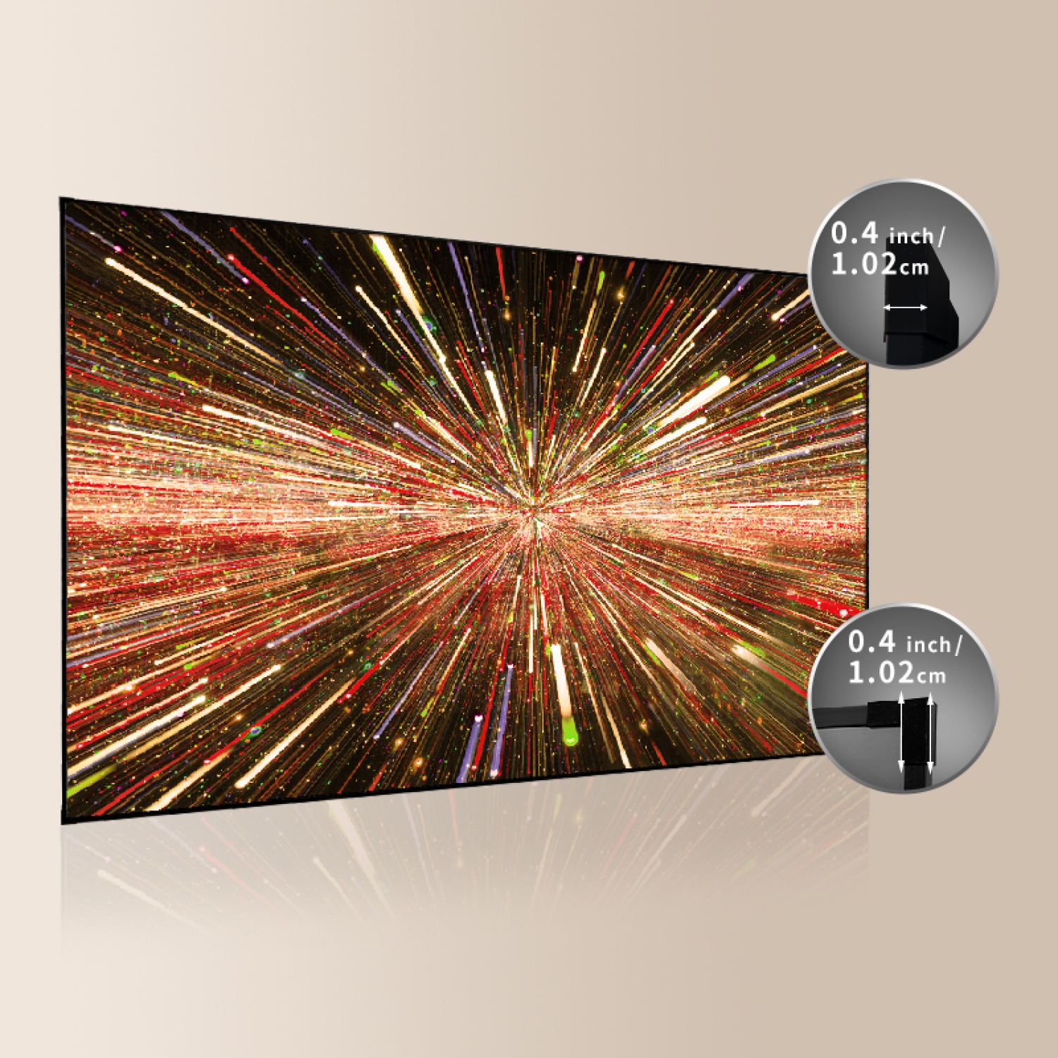 L'écran de projection à cadre fixe de 100&nbsp;po Everglow de MUBU – Prêt pour la 4K, contraste élevé, cadre mince