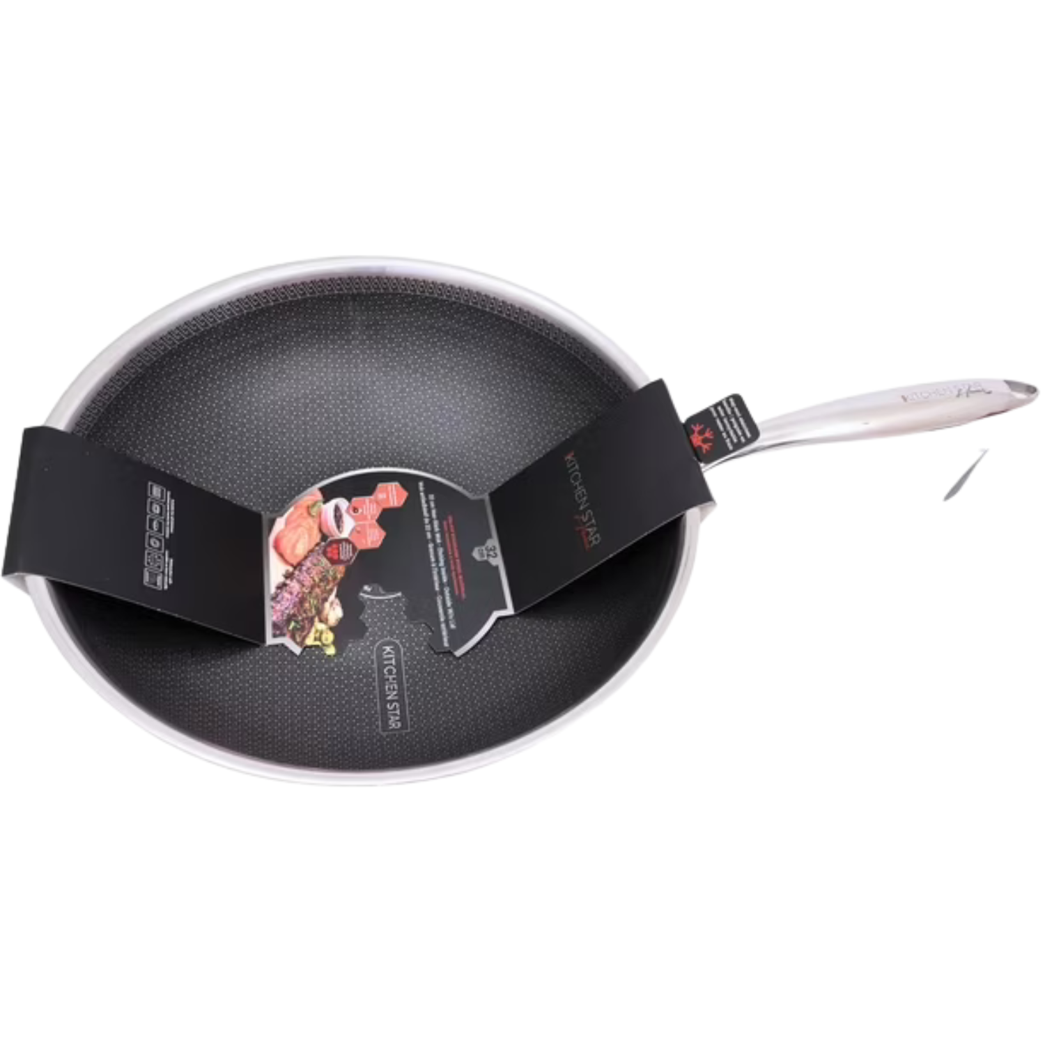 Kitchen Star Tri-Ply Stainless Steel 32 CM Honeycomb Wok