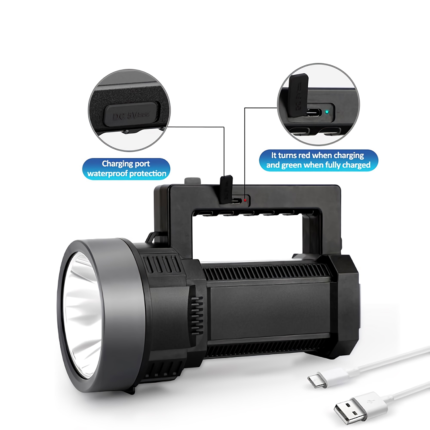 LED Flashlight, Super Bright LED Spotlight Flashlight with 3 Modes for Outdoor, Camping