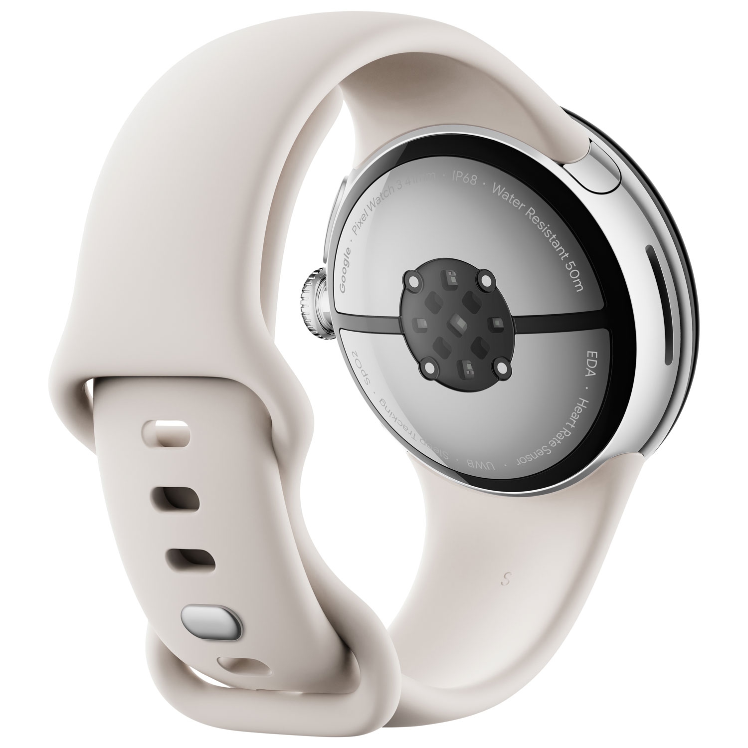 Nouveauté - Google Pixel Watch 3 Boîtier en aluminium argenté poli 41&nbsp;mm avec bracelet sport porcelaine