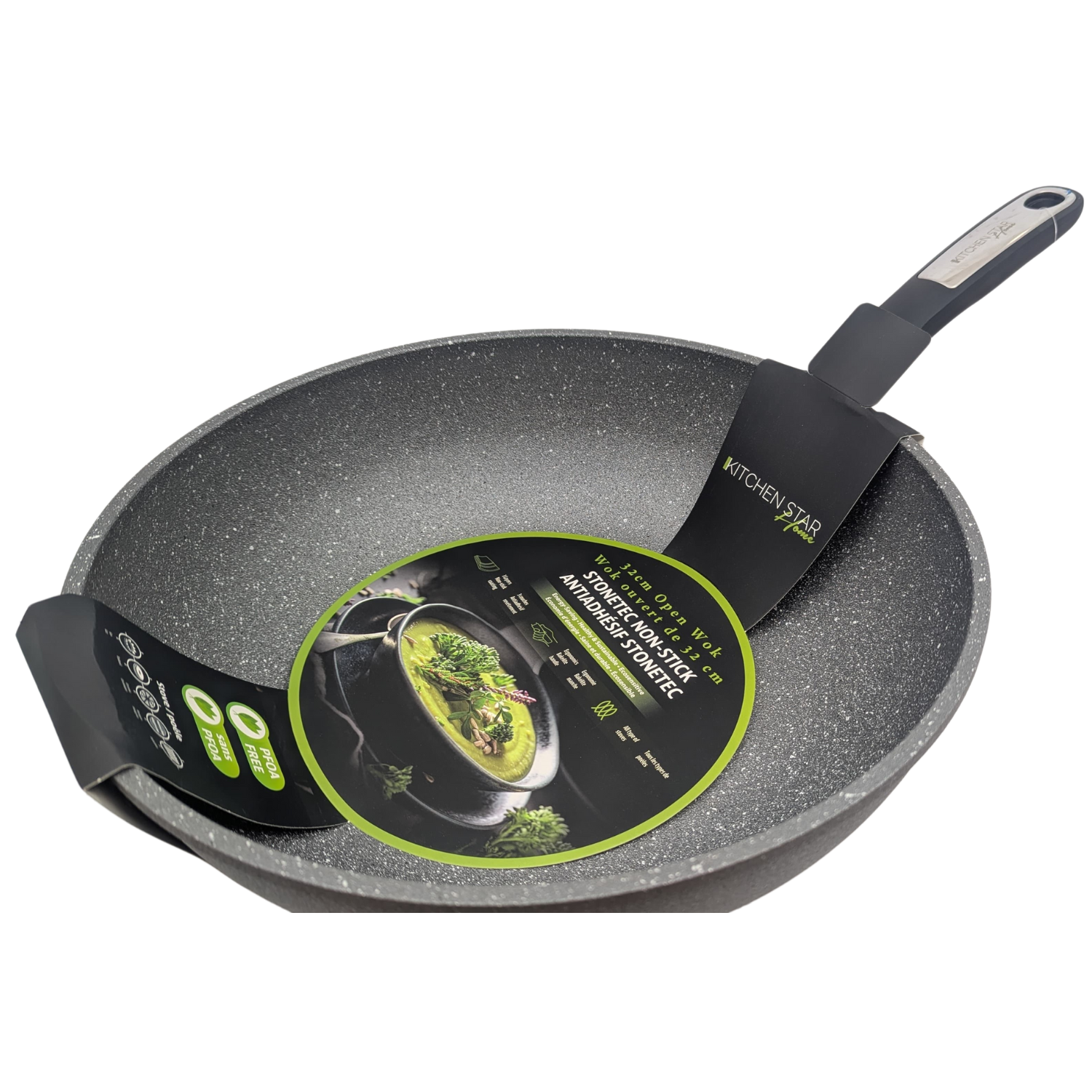 Kitchen Star 32 CM Stonetec Non-Stick Aluminium Wok