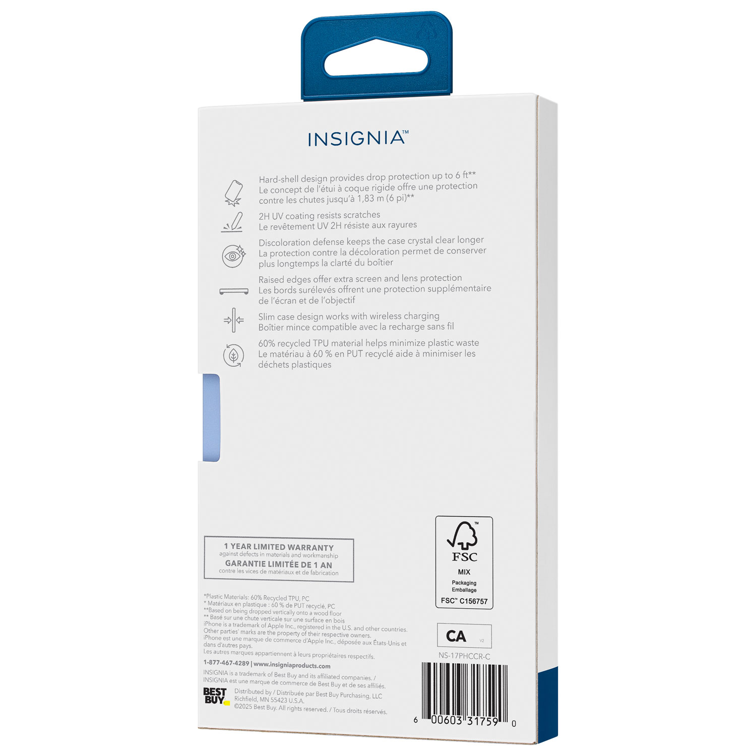 Étui rigide ajusté d'Insignia pour iPhone 17 Pro - Transparent - Exclusivité de Best Buy
