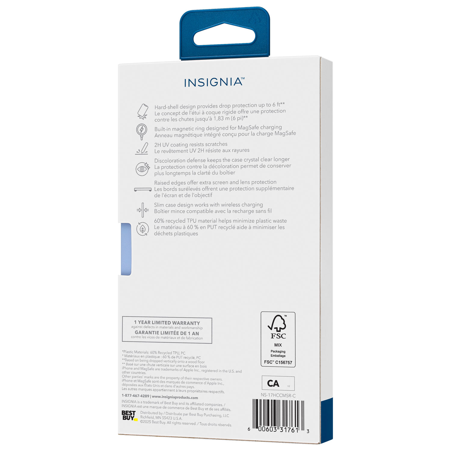 Étui rigide ajusté d'Insignia avec MagSafe pour iPhone Air - Transparent - Exclusivité de Best Buy