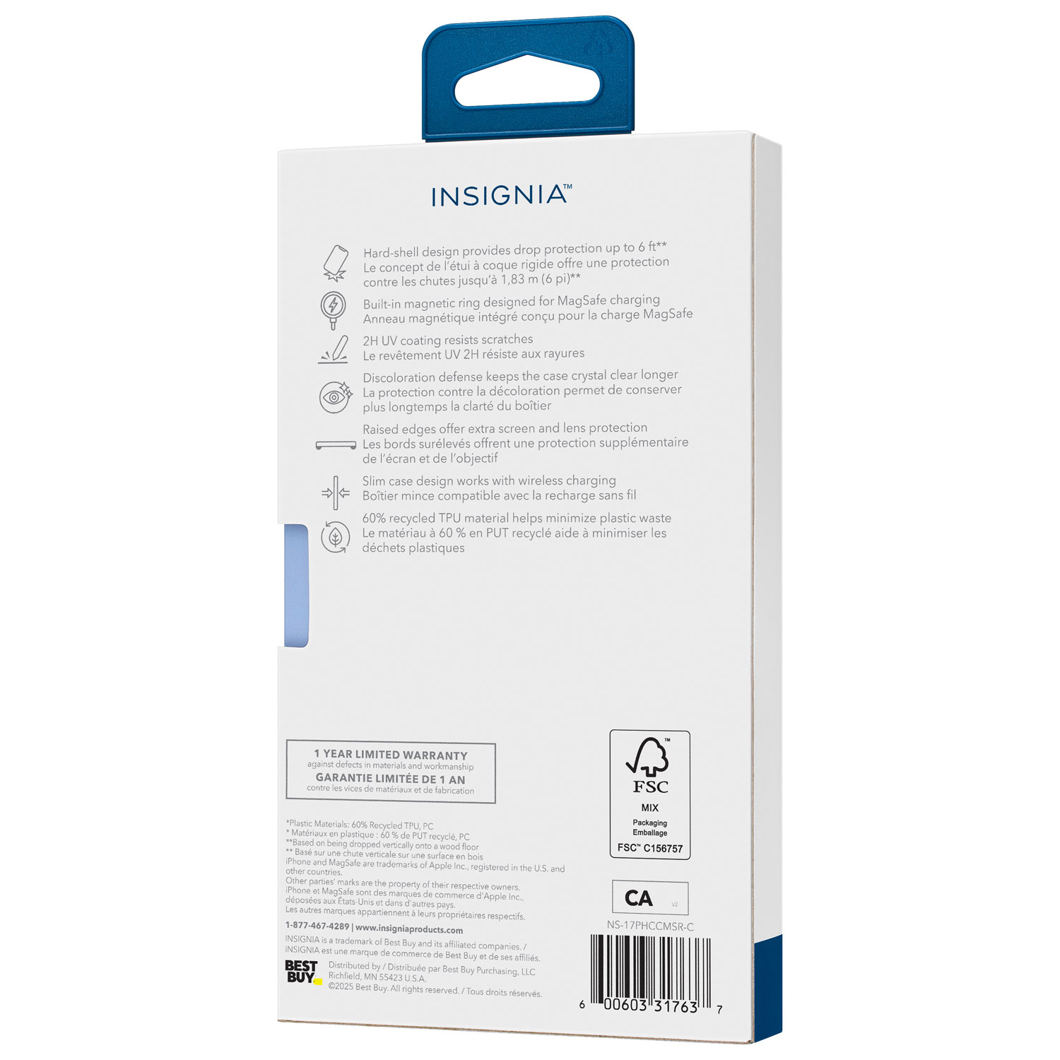 Étui rigide ajusté d'Insignia avec MagSafe pour iPhone 17 Pro - Transparent - Exclusivité de Best Buy