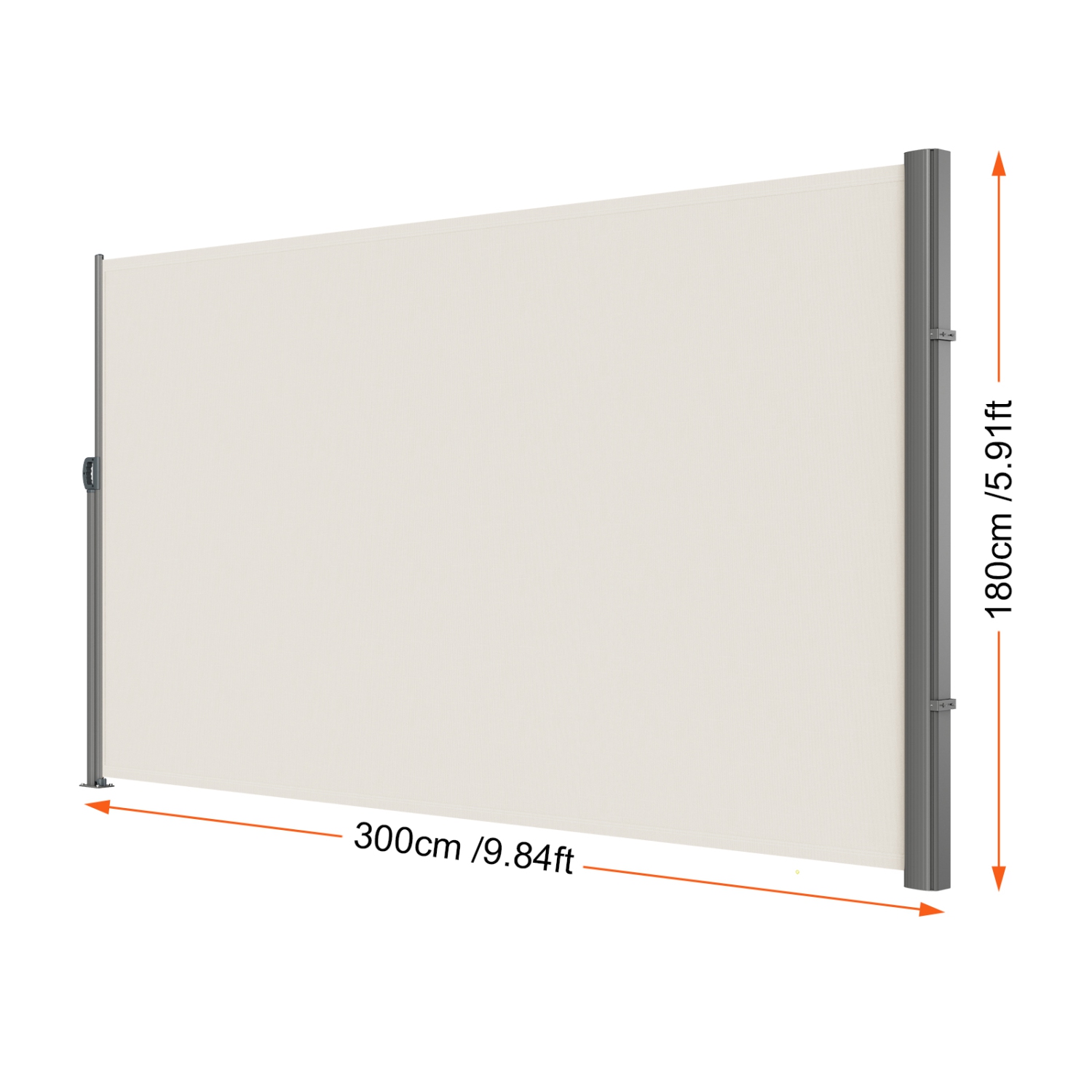 VEVOR 71''x 118'' Retractable Side Awning, Aluminum Outdoor Privacy Screen, 280g Polyester Water-proof Retractable Patio Screen, UV 30+ Room Divider