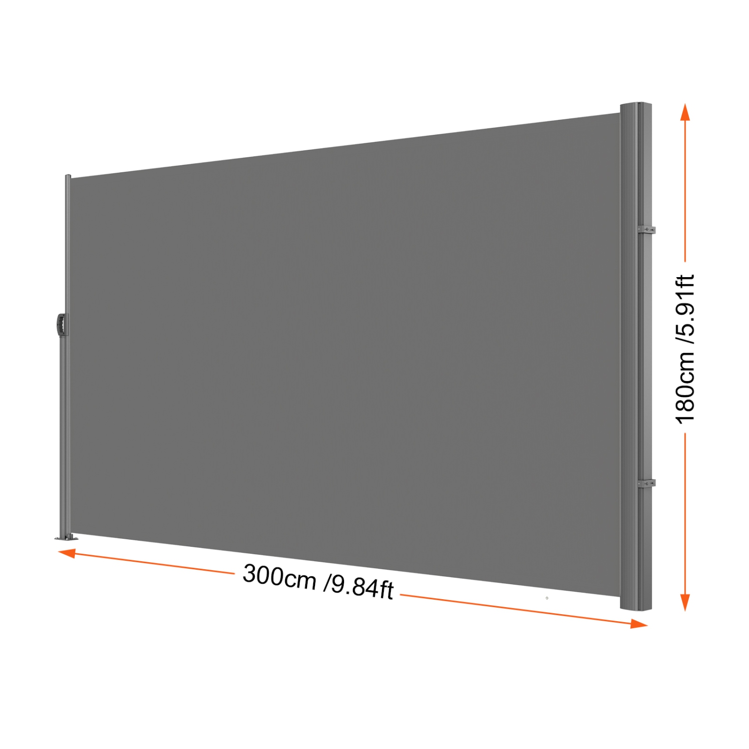 VEVOR 71''x 118'' Retractable Side Awning, Aluminum Outdoor Privacy Screen, 280g Polyester Water-proof Retractable Patio Screen, UV 30+ Room Divider