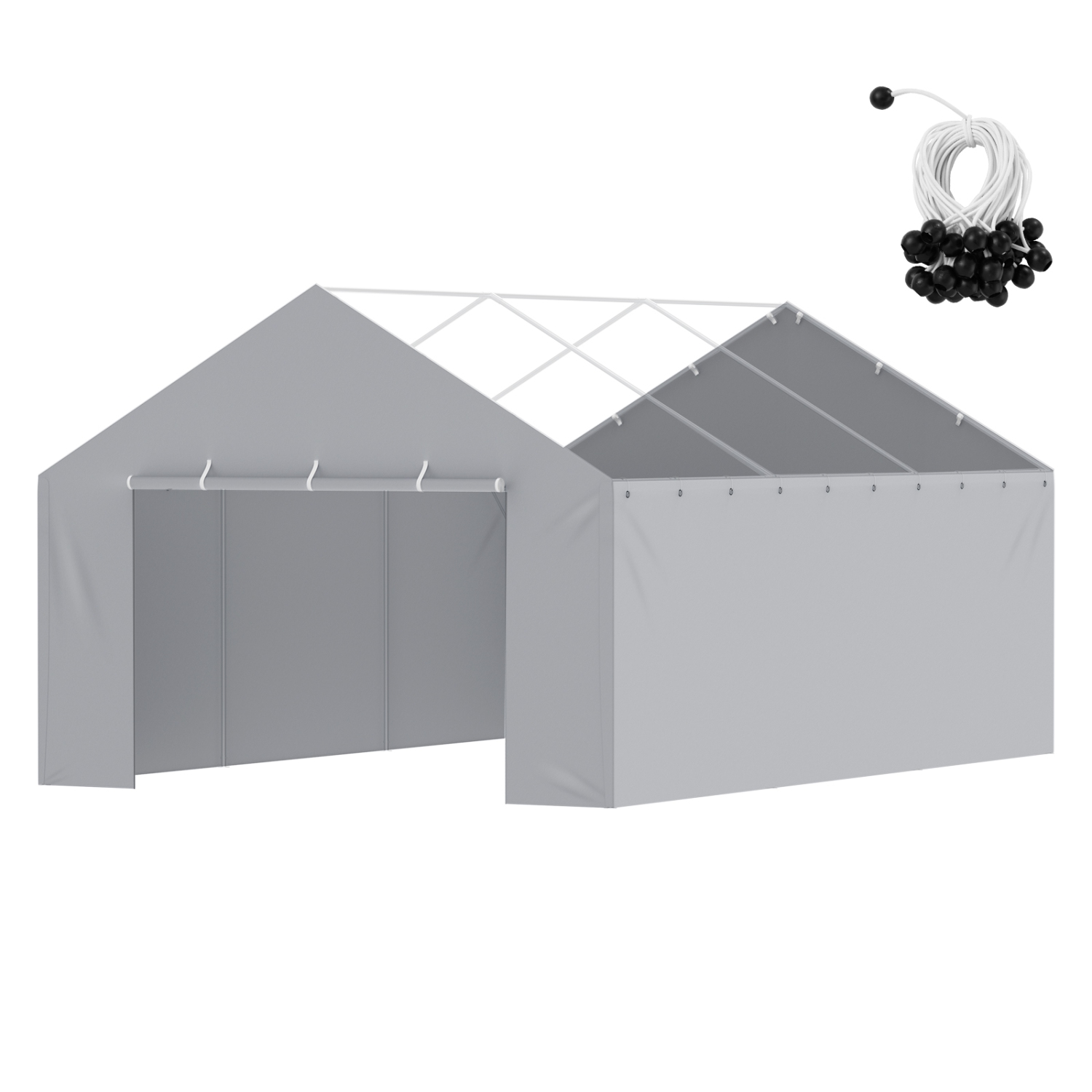 VEVOR 13 x 20 ft Carport Replacement Canopy Cover Side Wall , Garage Tent Shelter Tarp Heavy-Duty Waterproof & UV Protected, with Ball Bungees,Grey