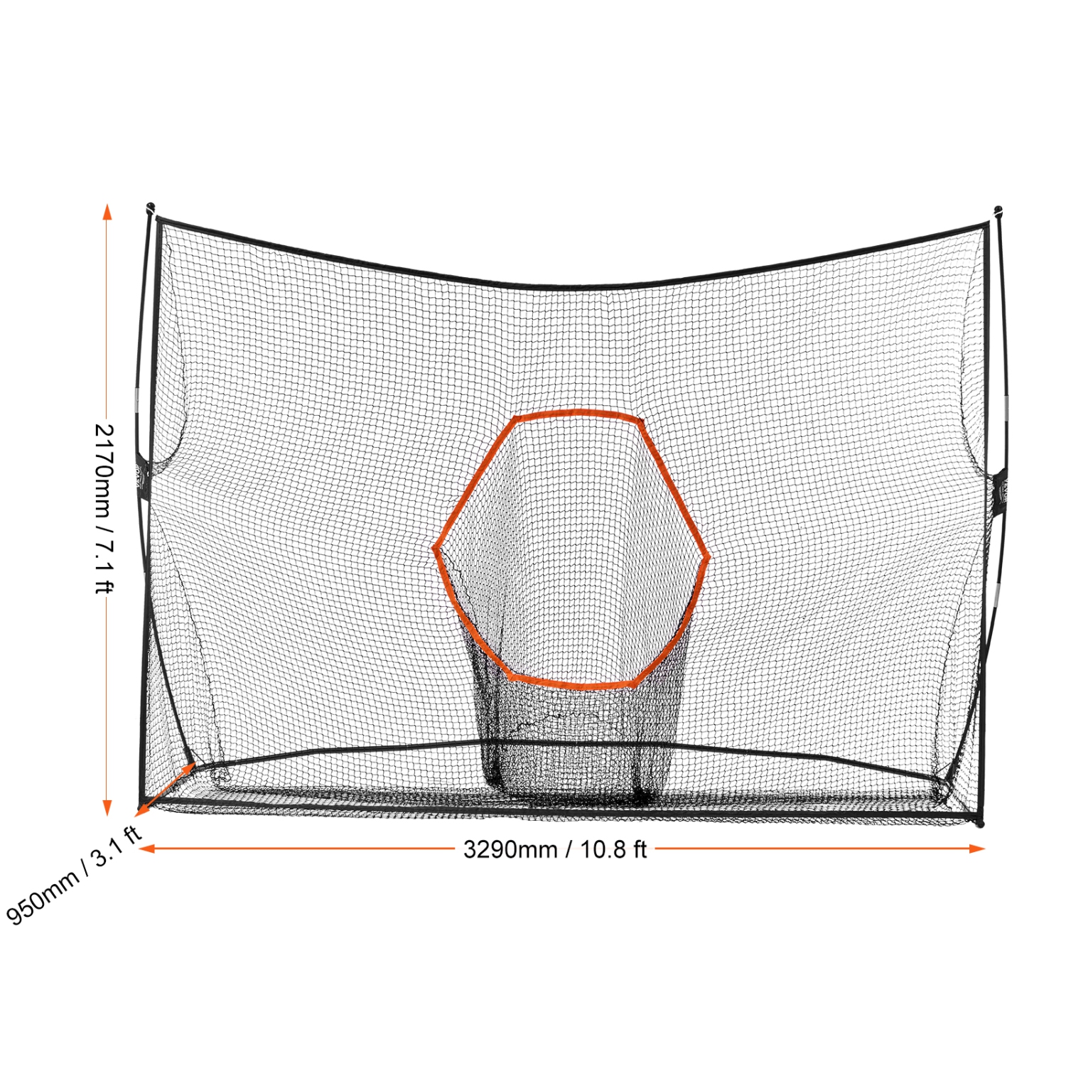 VEVOR 10.8x7ft Golf Practice Hitting Net,Personal Driving Range for Indoor Outdoor Use, Portable Home Golf Aid Net with Target/Fiberglass Frame/Carry