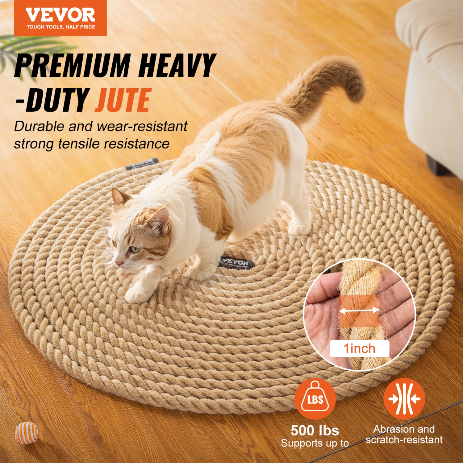 VEVOR 1" Gym Climbing Rope, Diameter 100 ft Length Gym Fitness Training Rope,Gym Exercise Workout Rope for Adults,for Fitness and Strength Training,