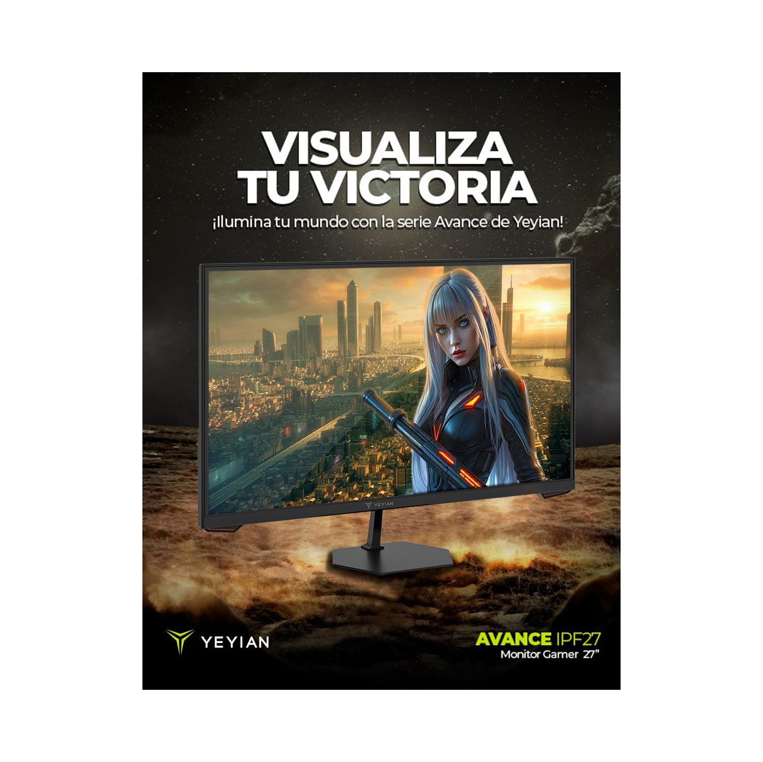 YEYIAN 27 inch Gaming Monitor 1080P FHD 180Hz 1ms, 16:9 Flat IPS Ultra-slim Panel, 97% sRGB 1000:1 Contrast Ratio 178° View Angle, HDR 10, HDMI 2.0,