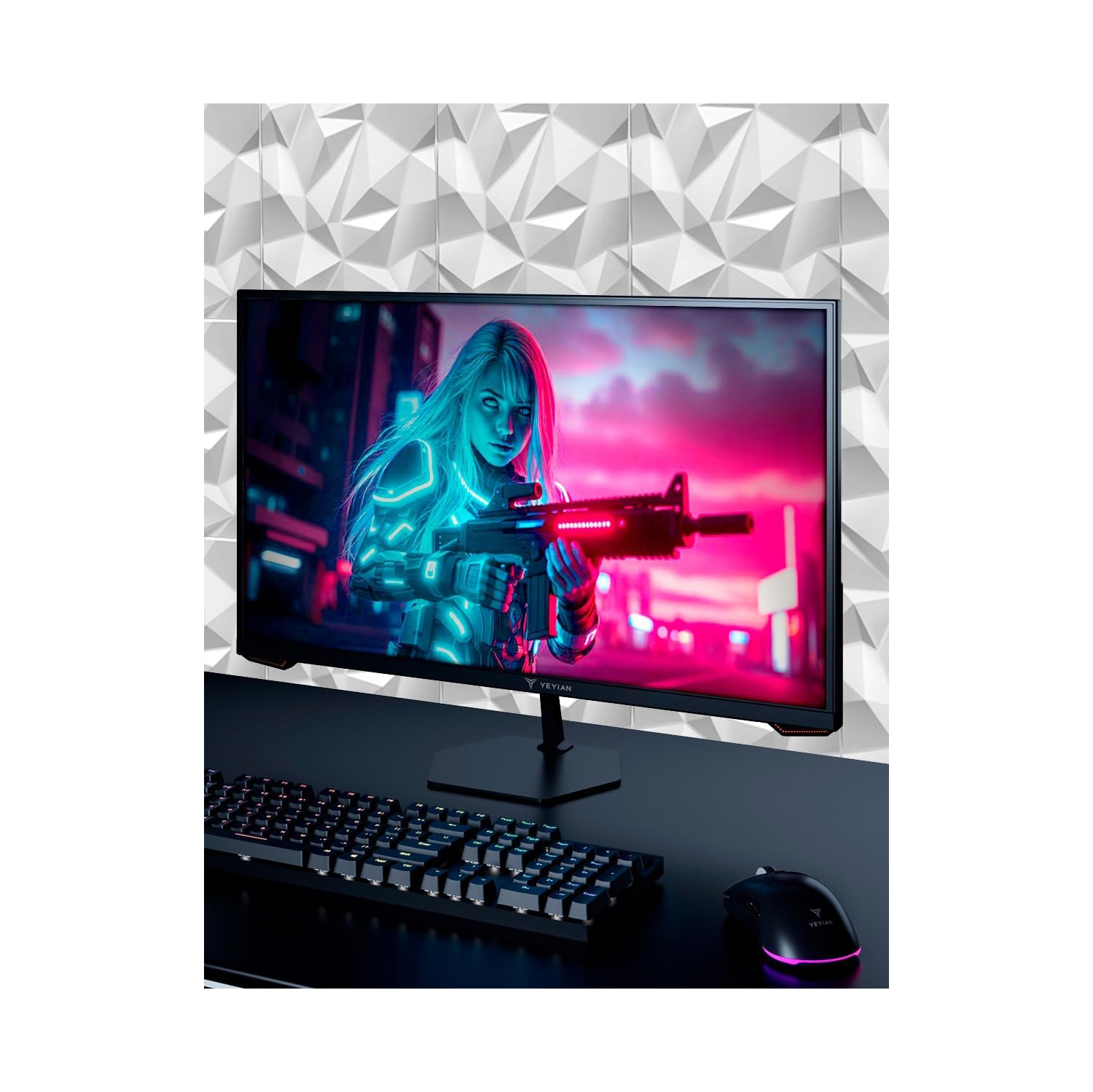 YEYIAN 27 inch Gaming Monitor 1080P FHD 180Hz 1ms, 16:9 Flat IPS Ultra-slim Panel, 97% sRGB 1000:1 Contrast Ratio 178° View Angle, HDR 10, HDMI 2.0,