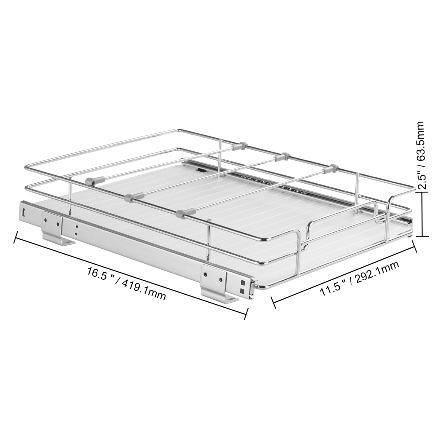 VEVOR 12"W x 17"D Pull Out Cabinet Organizer, Heavy Duty Slide Out Pantry Shelves, Chrome-Plated Steel Roll Out Drawers, Sliding Drawer Storage for