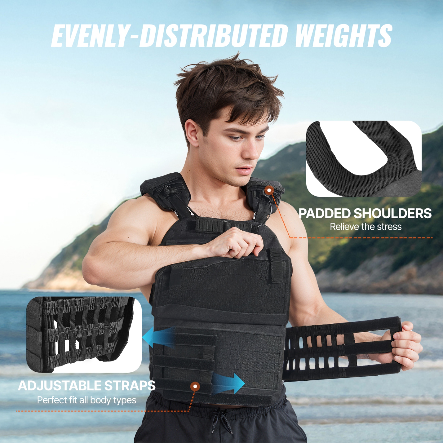 VEVOR 40lb Weight Vest, Adjustable Body Weight Jacket for Men Women, Workout Equipment for Strength and Endurance Training, Running, Jogging,