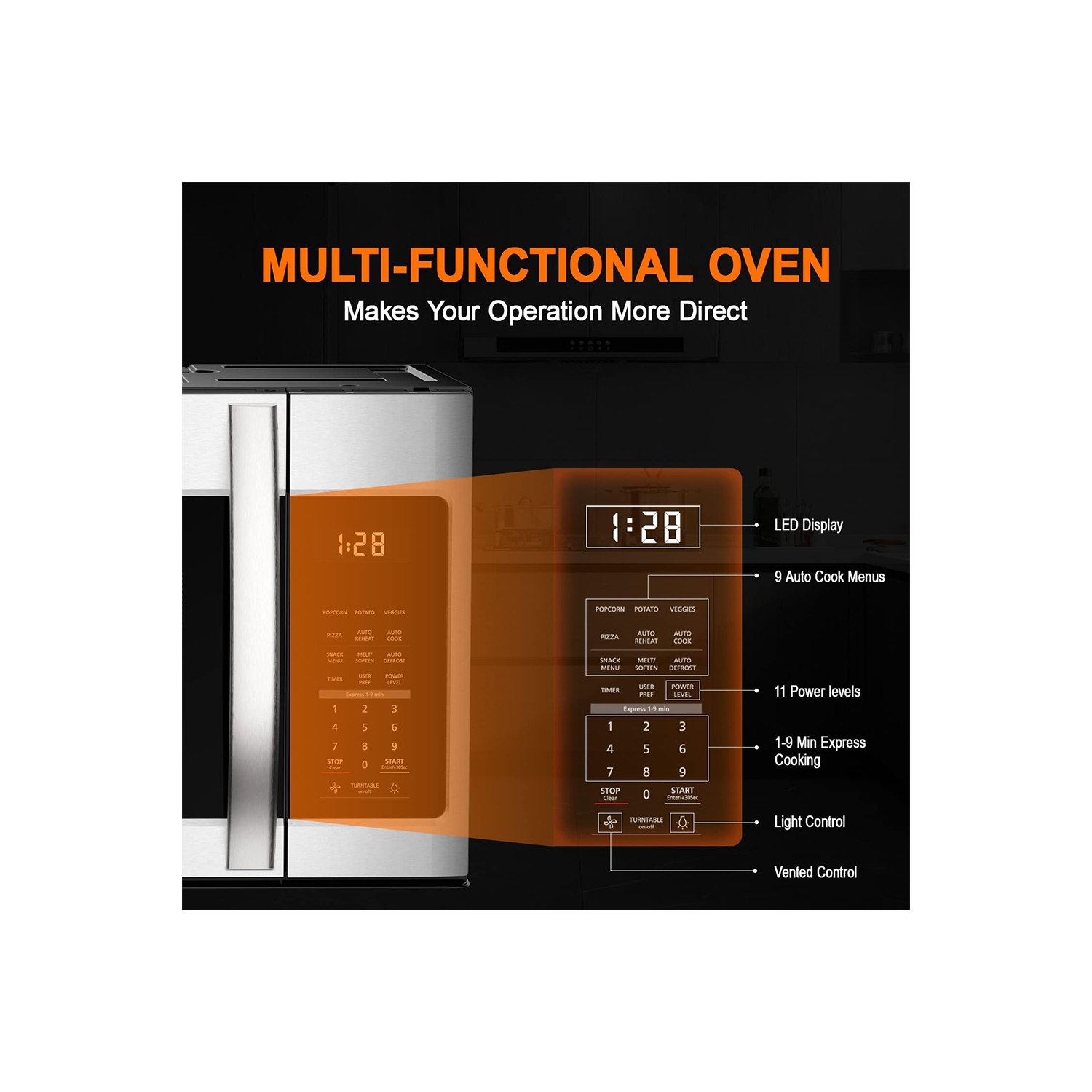 30 in. 1.9 cu. ft. Over-the-Range Microwave Oven 1000W in Stainless Steel