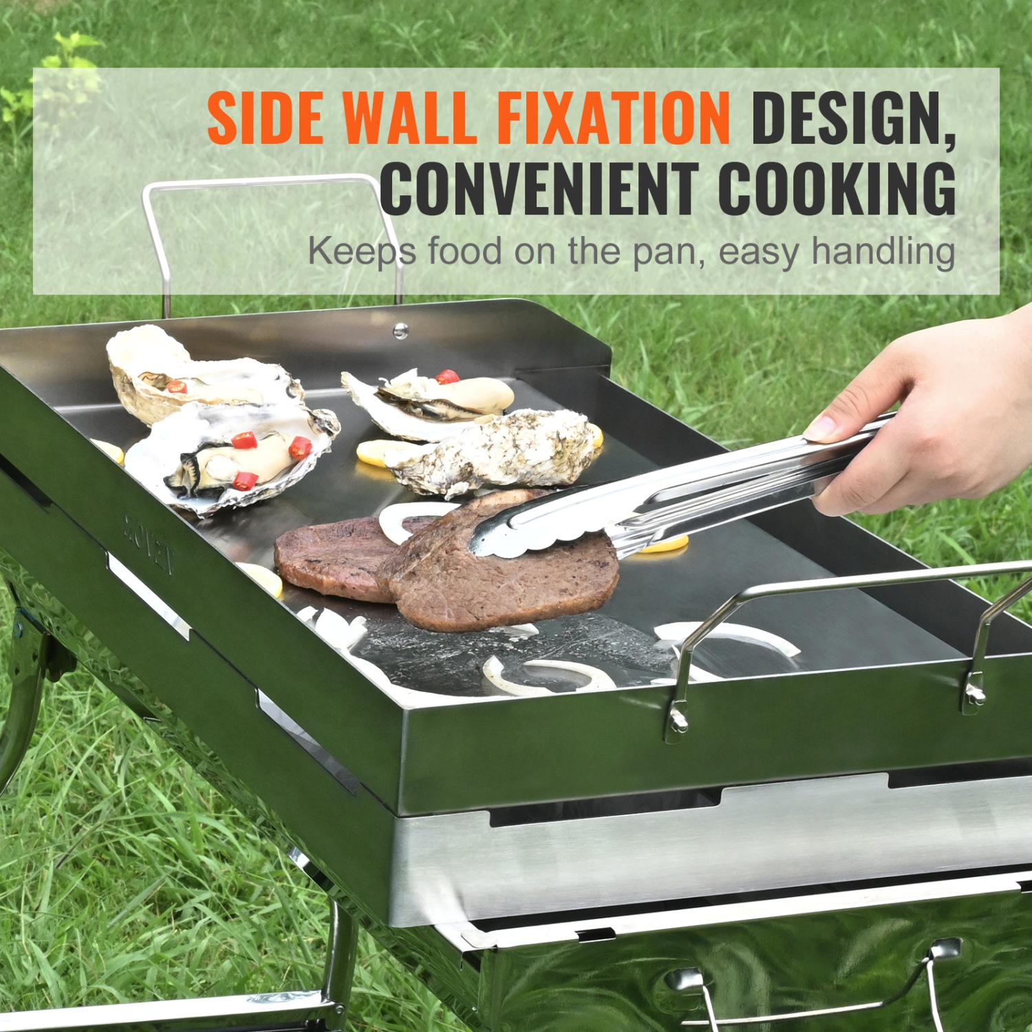 VEVOR 23.5"x16" Stove Top Griddle, Pre-Seasoned Stainless Steel Griddle, Rectangular Double Burner Griddle Pan, Non-Stick Family Pan Cookware with