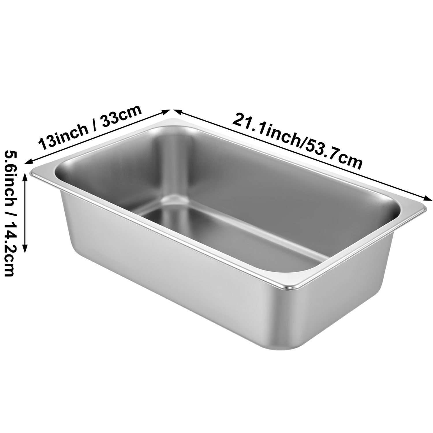 VEVOR 6 Pack Steam Table Pans 20.9 x 12.8 x 5.9 Inch Deep Steam Table Pan Full Size 20.5L Deep Food Container Stainless Steel Oven Tray Hotel Pans