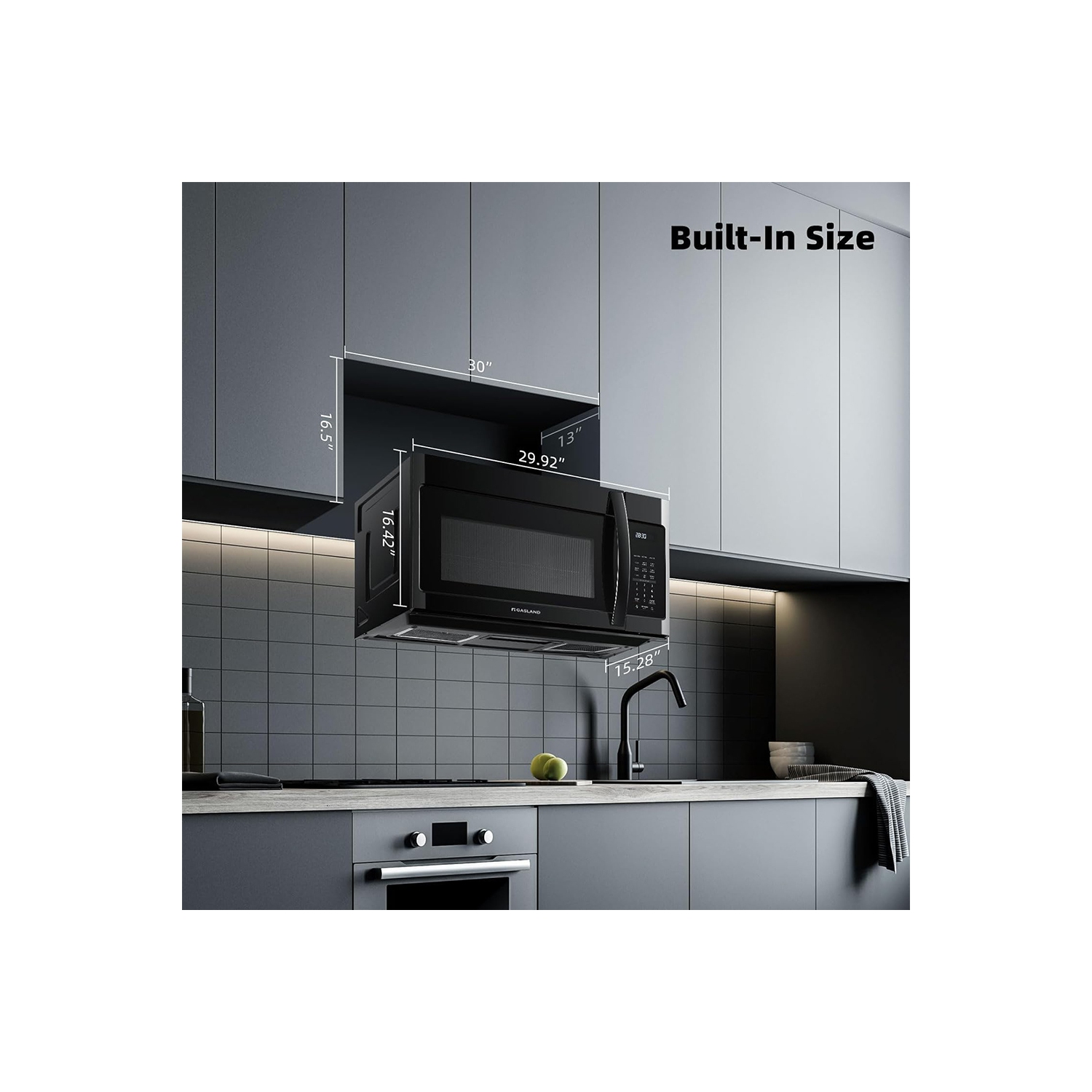 30 in. 1.9 cu. ft. Over-the-Range Microwave Oven 1000W in Stainless Steel, Black