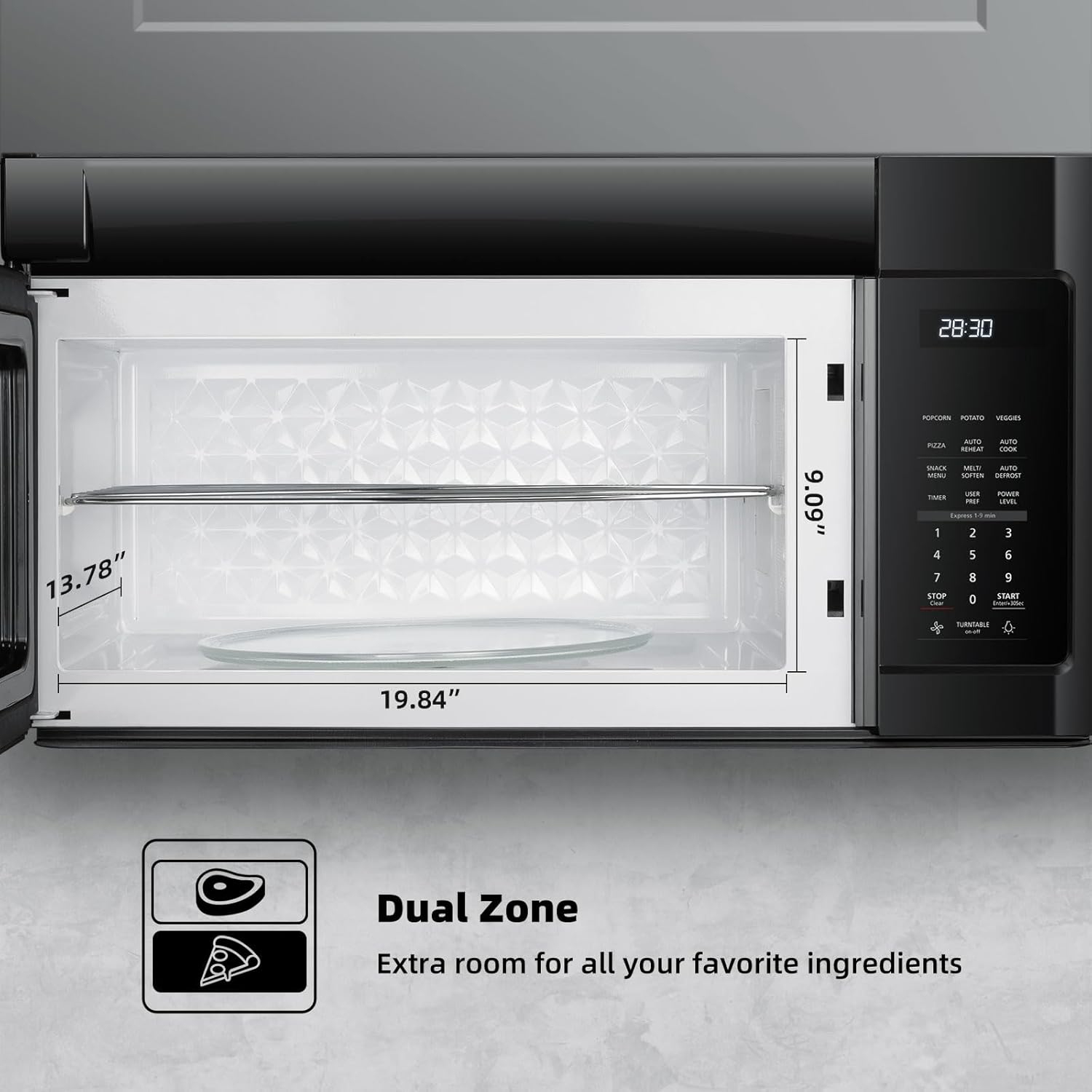 30 in. 1.9 cu. ft. Over-the-Range Microwave Oven 1000W in Stainless Steel, Black